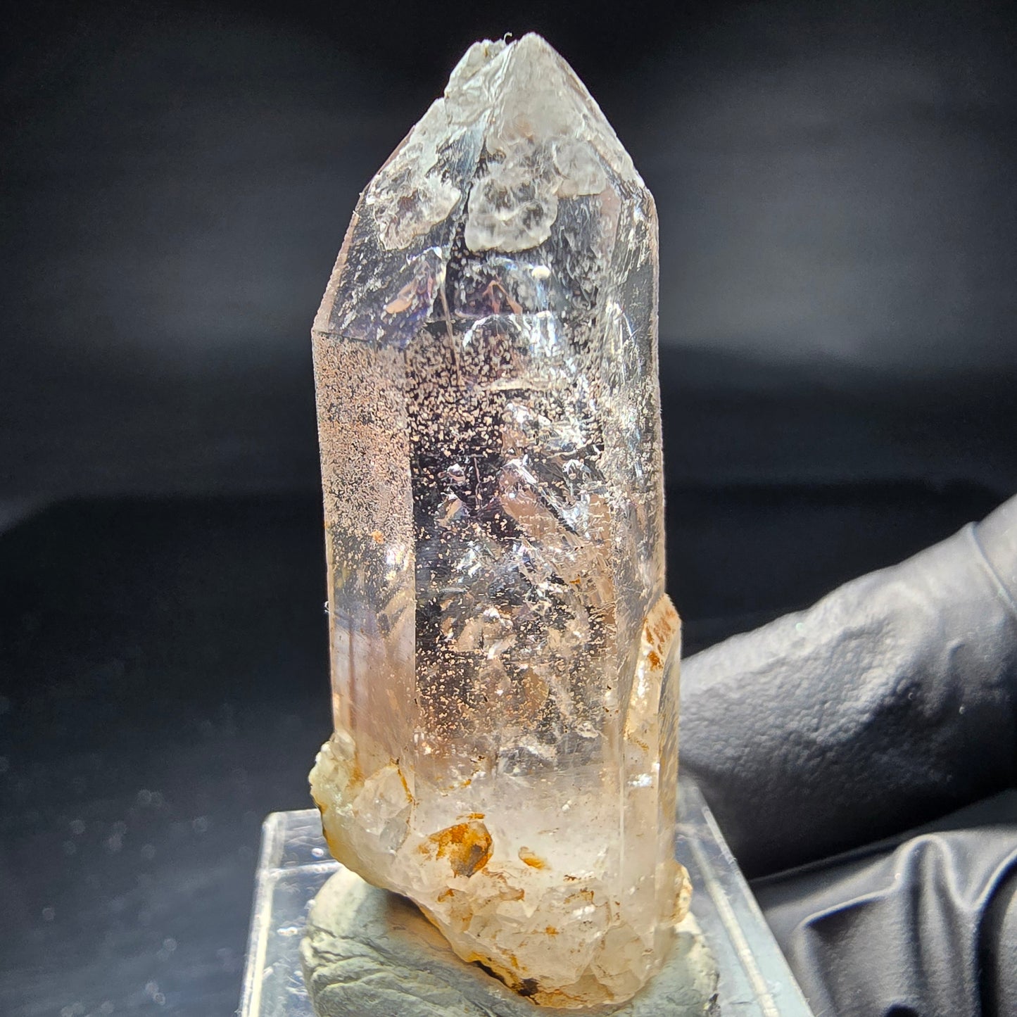 Klare Enhydro Phantom Rauchquarz Spitze 1x Blase Goboboseb, Namibia 45*19*14mm