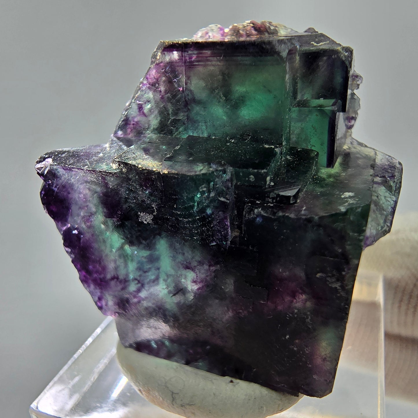 Seltene Phantom Fluorit Würfel Stufe Tie-Dye Pocket, Okorusu, Namibia 27*26*16mm