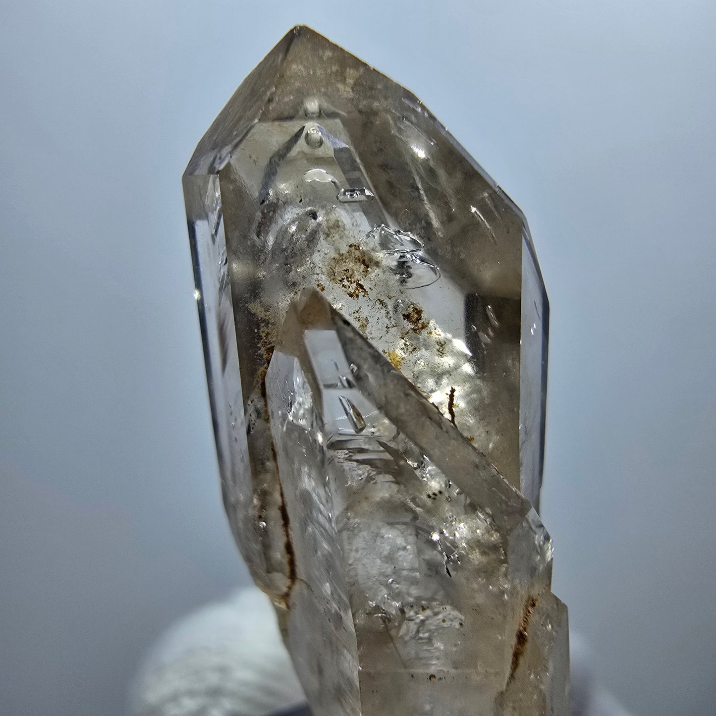 Enhydro Phantom Smoky Quartz Scepter, 1x Bubble Goboboseb, Namibia 44*13*13mm