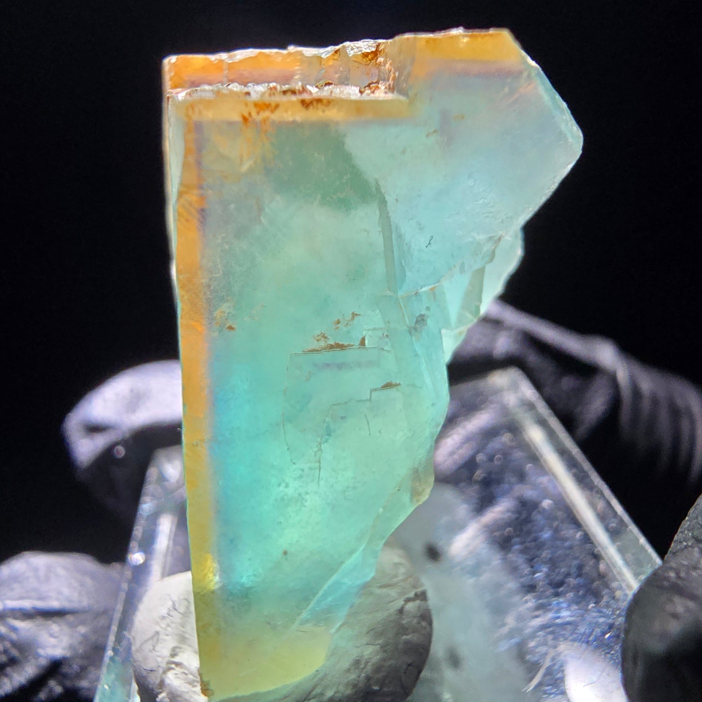 Cube de fluorite fantôme transparent, vert jaune, Erongo, namibie, Collection 28x26x18mm