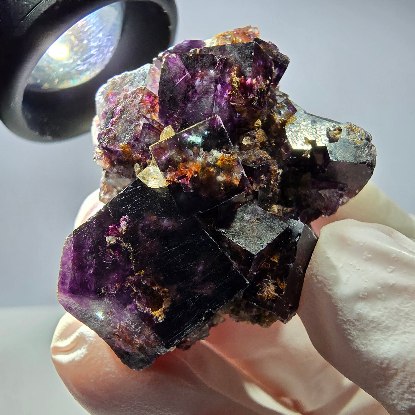 Rare spécimen de cube de fluorite fantôme, vert-violet, Okorusu, Namibie, 41 x 34 x 24 mm