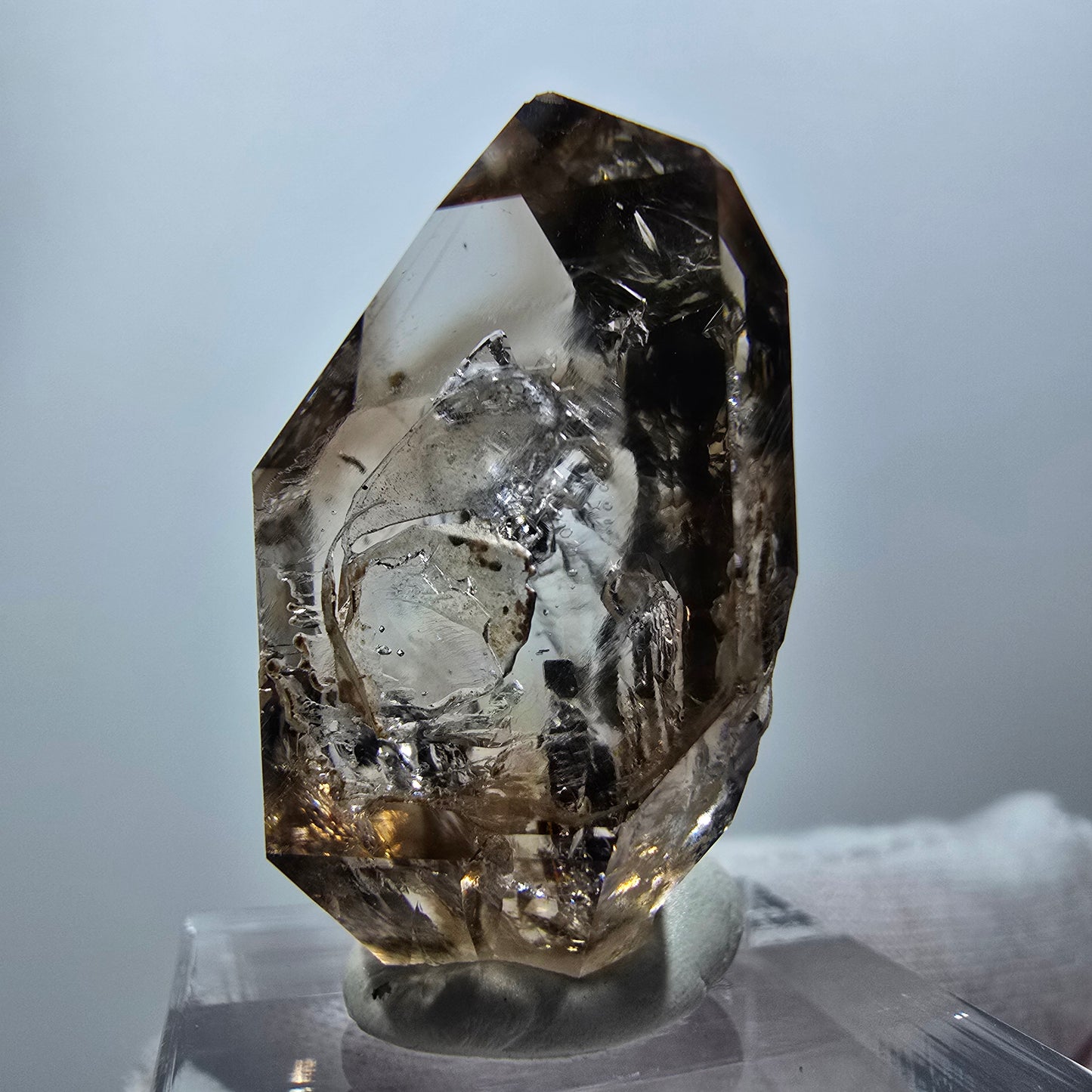 Klarer Phantom Rauchquarz Zepter Kristall Goboboseb, Namibia 32*24*17mm