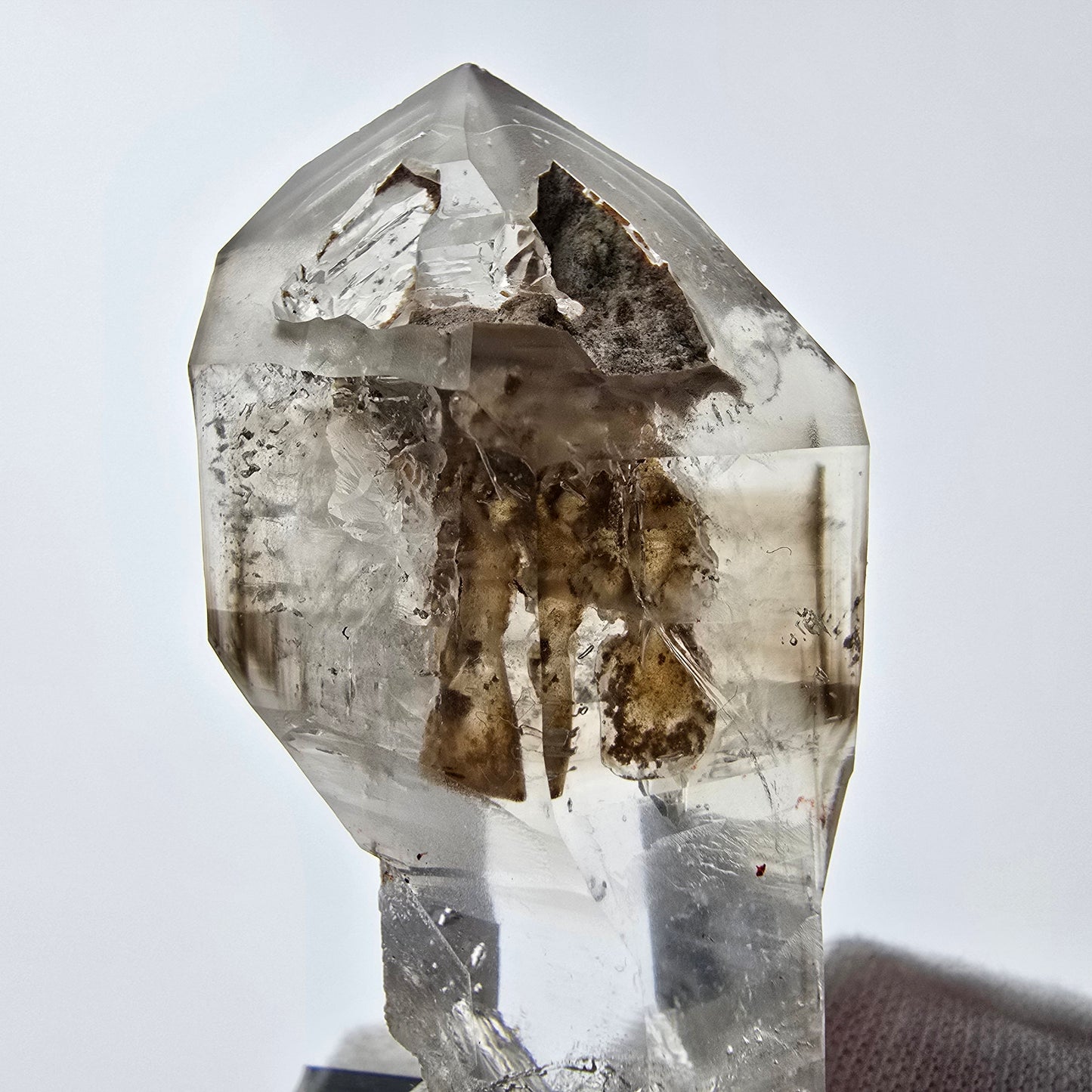 Enhydro Phantom Smoky Quartz Sceptre Tip 2x Bubble Goboboseb, Namibie 52*27*20mm