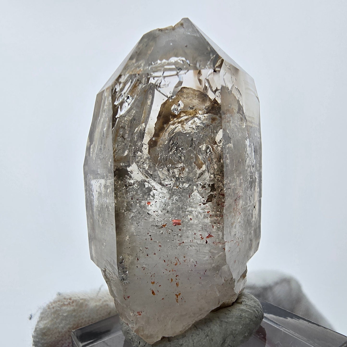 Enhydro Phantom Smoky Quartz Sceptre Tip 1x Bubble Goboboseb, Namibie 42*25*21mm