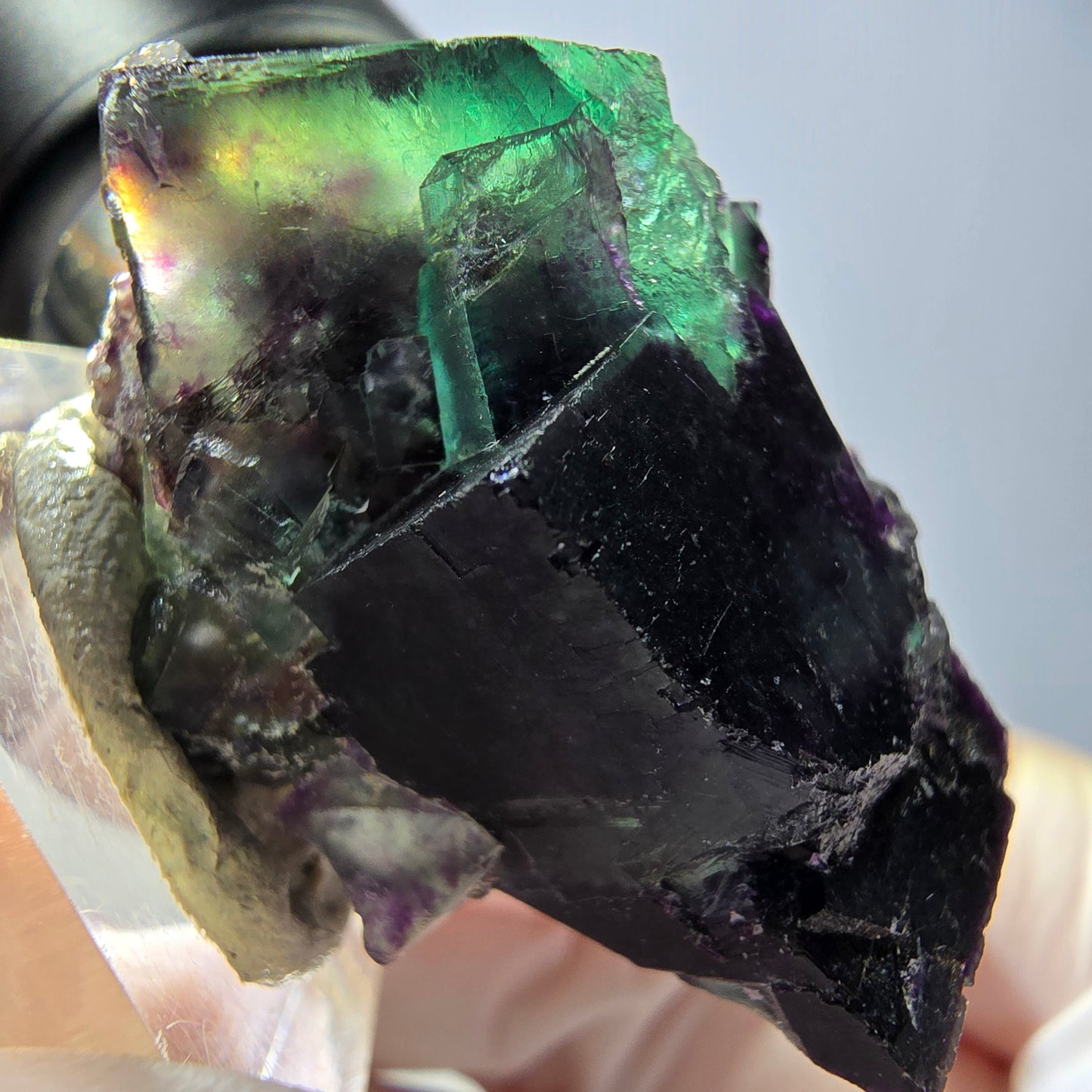 Phantom Fluorit Würfel Stufe, parkettiert grün lila Okorusu, Namibia 35*28*27mm