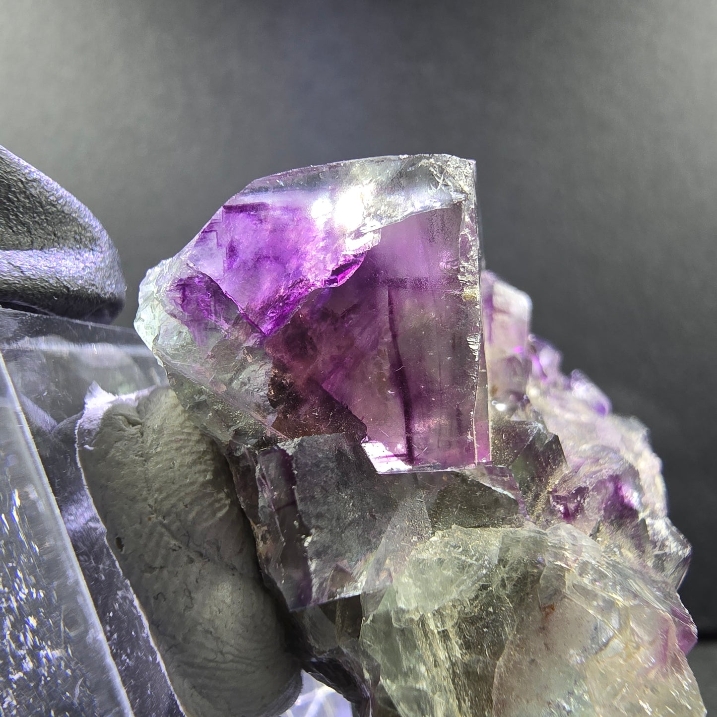 Seltene Zonare Phantom Fluorit XX Stufe lila grün 36*35*25mm Okorusu, Namibia