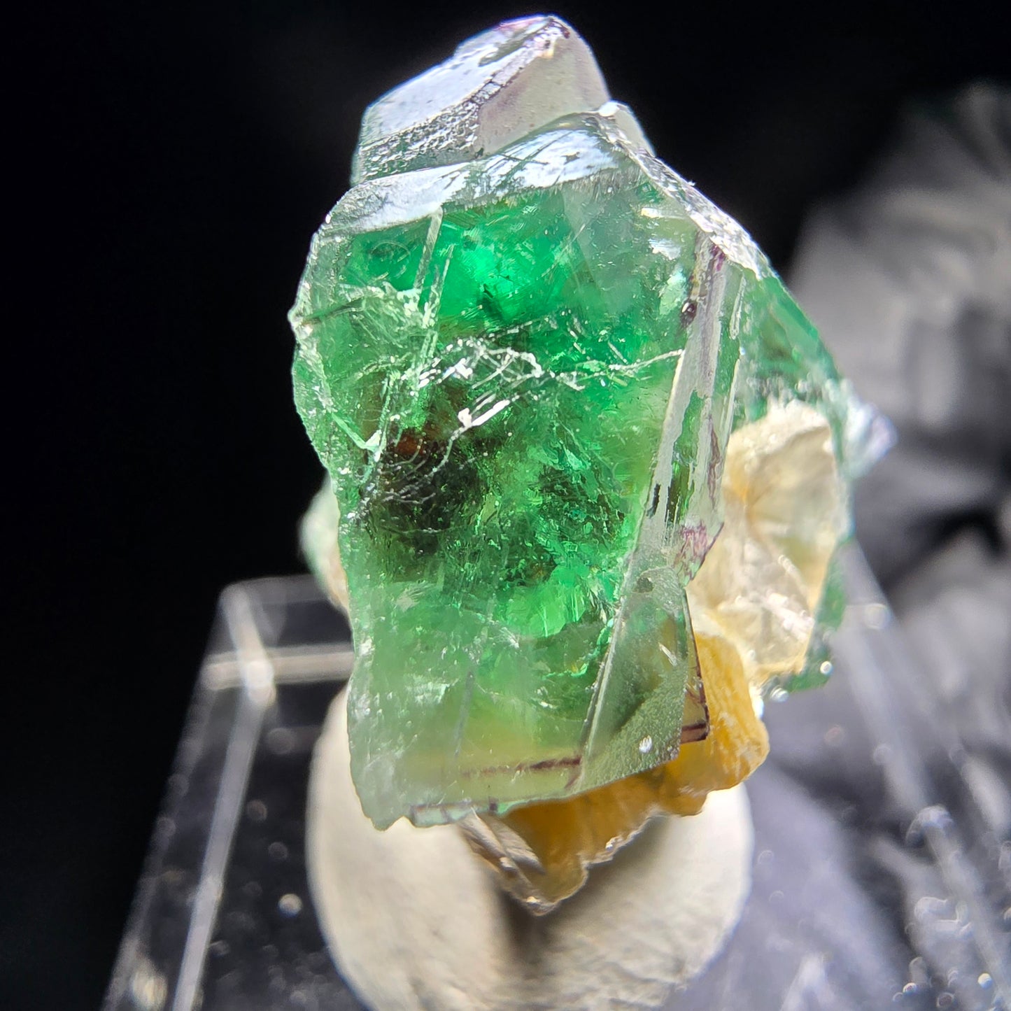 Phantom Fluorit Würfel, Muskovit Stufe Erongo, Namibia 26*20*17mm Sammlung
