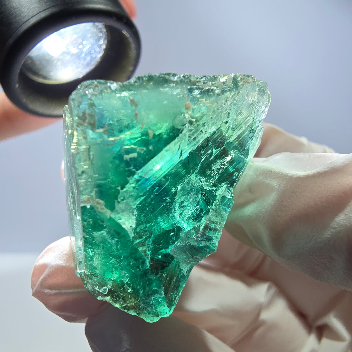 Spécimen de cube de fluorite fantôme transparente, vert parqueté, Okorusu, Namibie, 40 x 35 x 24 mm