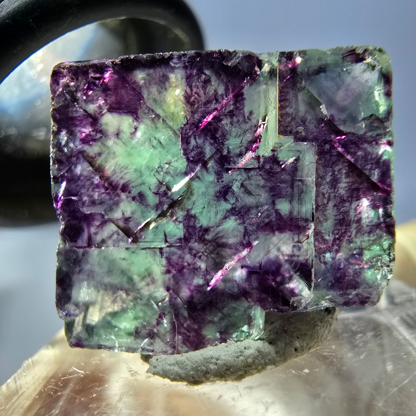 Phantom Fluorit Würfel parkettiert, grün lila Okorusu, Namibia 19*17*9mm