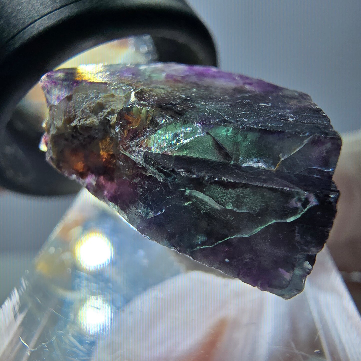 Phantom Fluorit Würfel Stufe, parkettiert grün lila Okorusu, Namibia 20*17*17mm