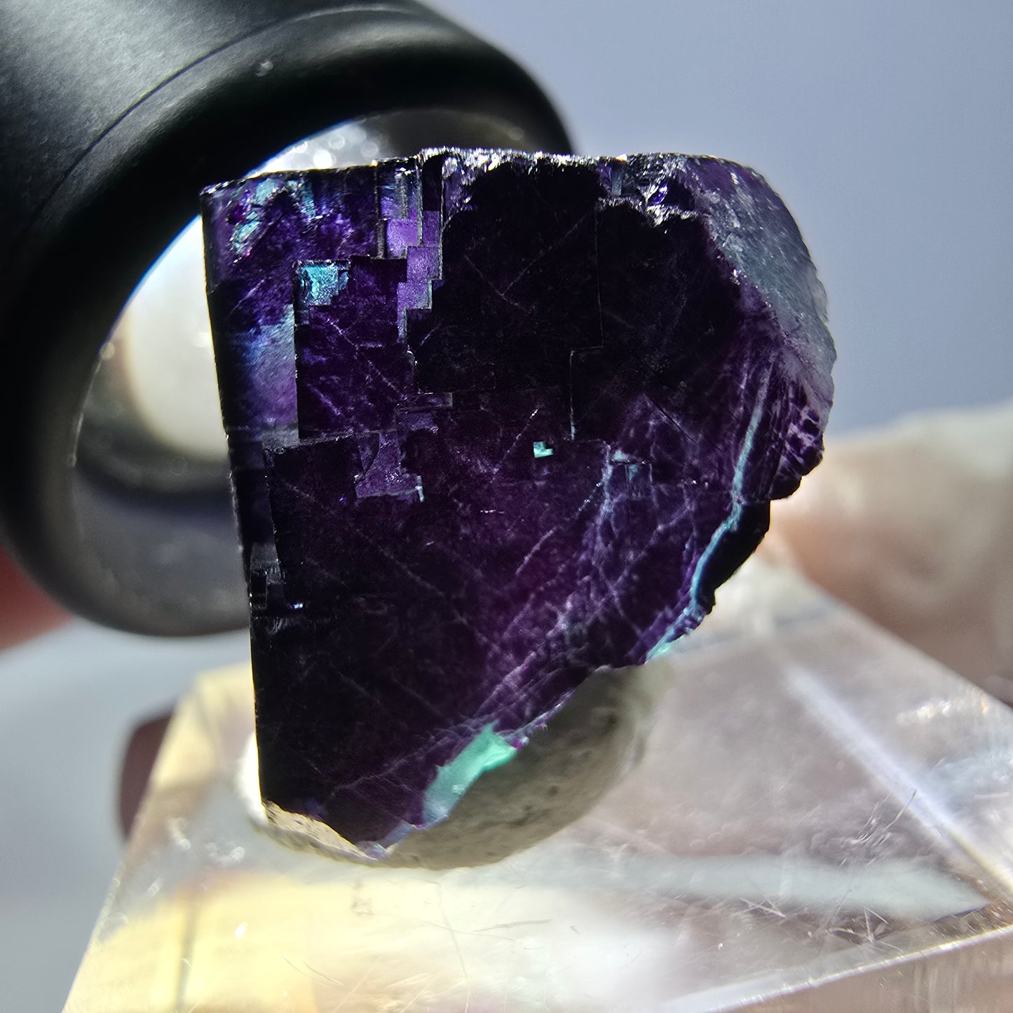 Phantom Fluorit Würfel Stufe grün lila zonal 11:11 Angel Pocket, Namibia 20*19*19mm