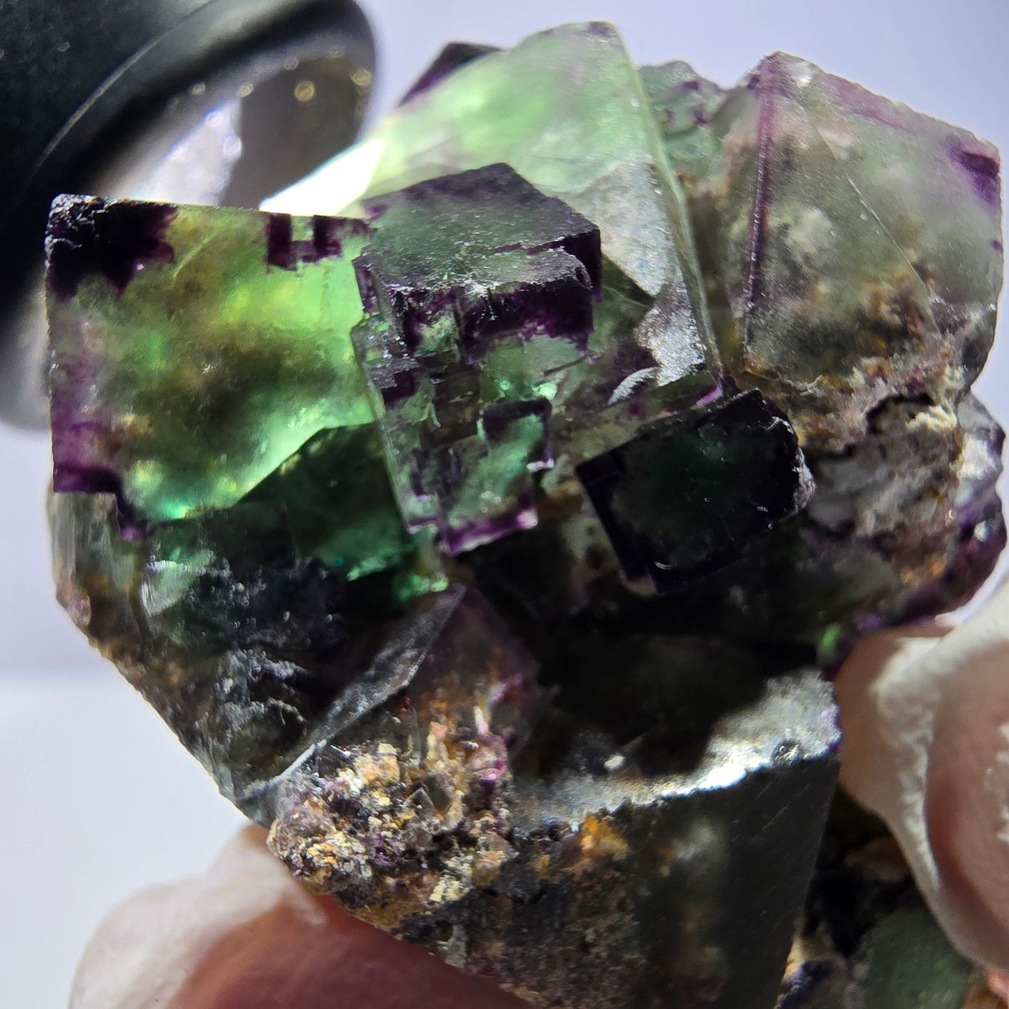Spécimen de cube de fluorite fantôme, parqueté, zonal Okorusu, Namibie 54 x 39 x 38 mm