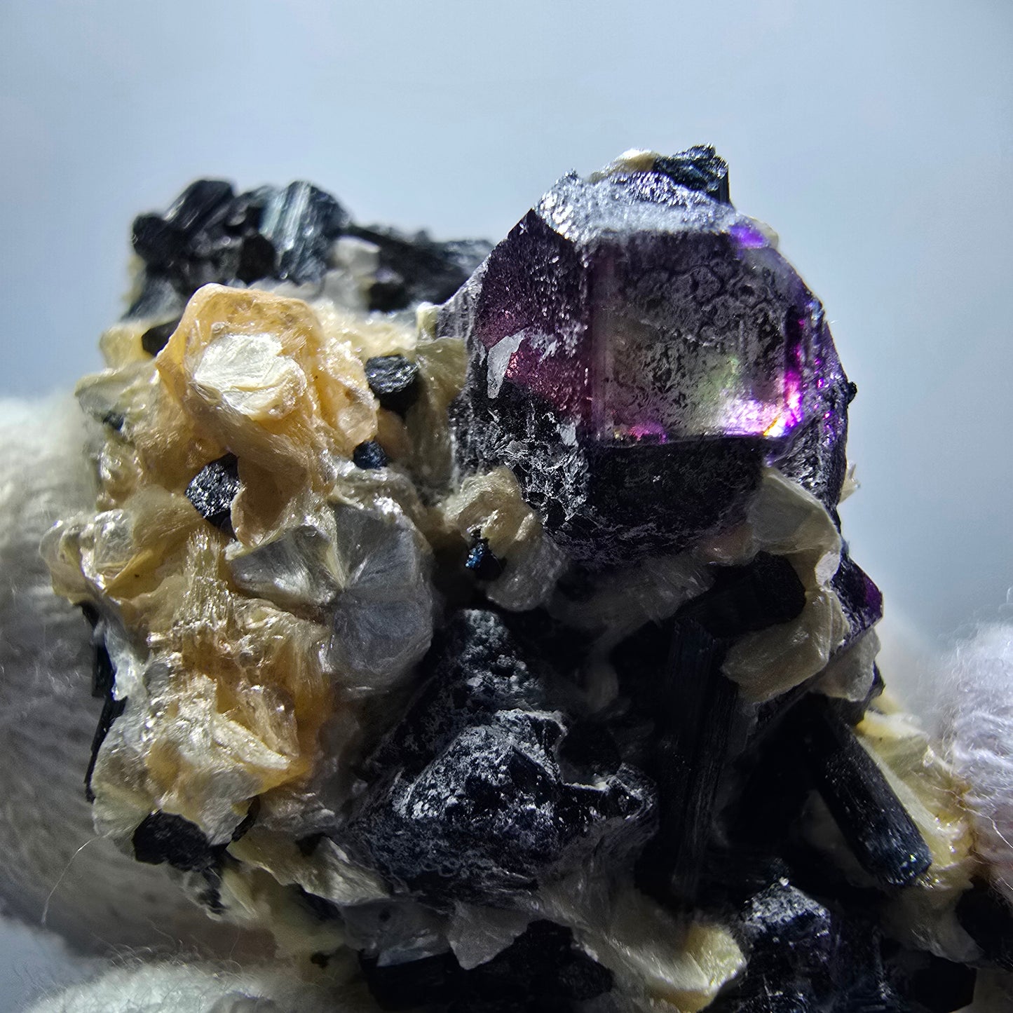 Colorful Phantom Fluorite Cubes Muscovite Schorl Tourmaline Erongo, Namibia 39*26*21mm