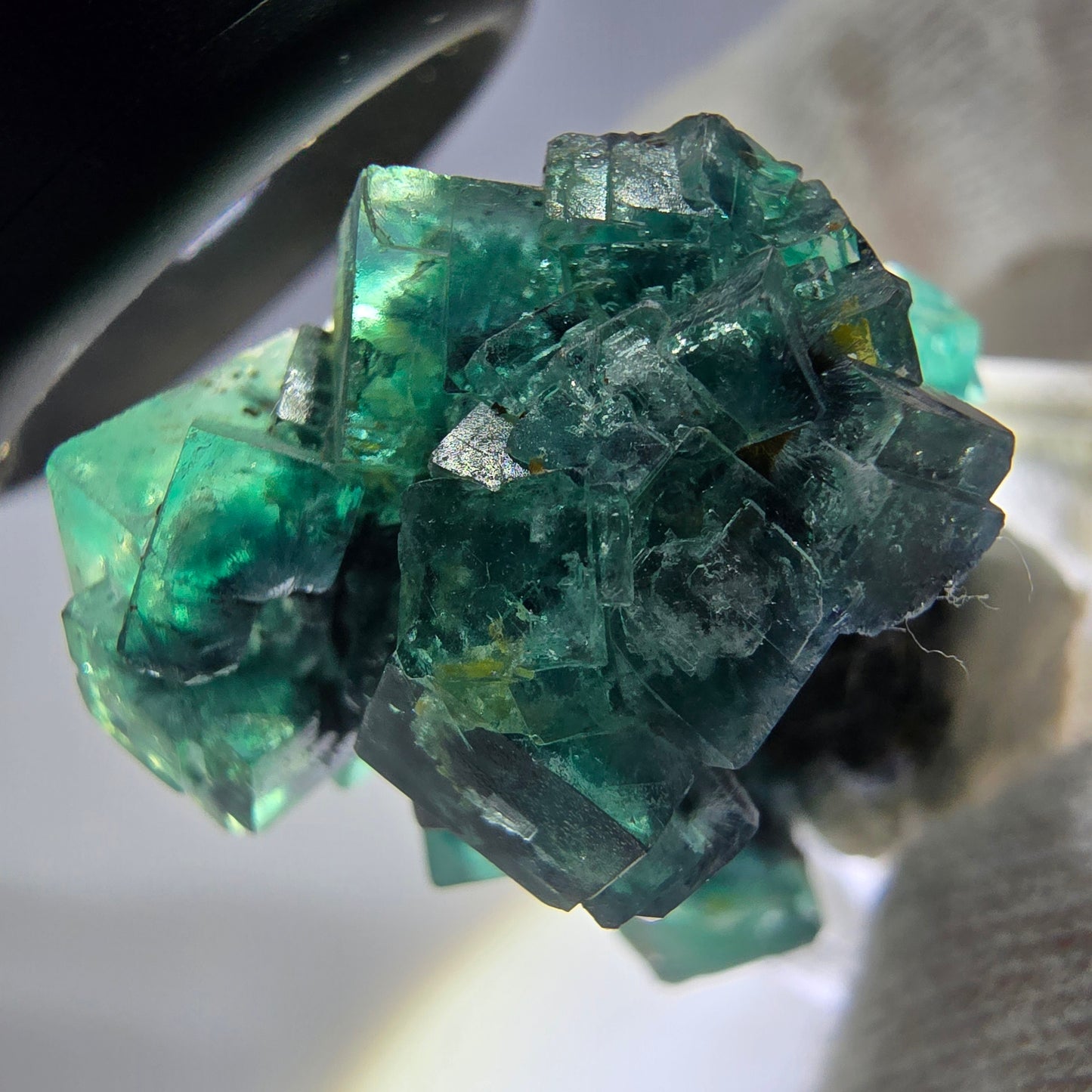 Cube de fluorite fantôme, spécimen de tourmaline Schorl, Erongo, Namibie, 34 x 27 x 22 mm