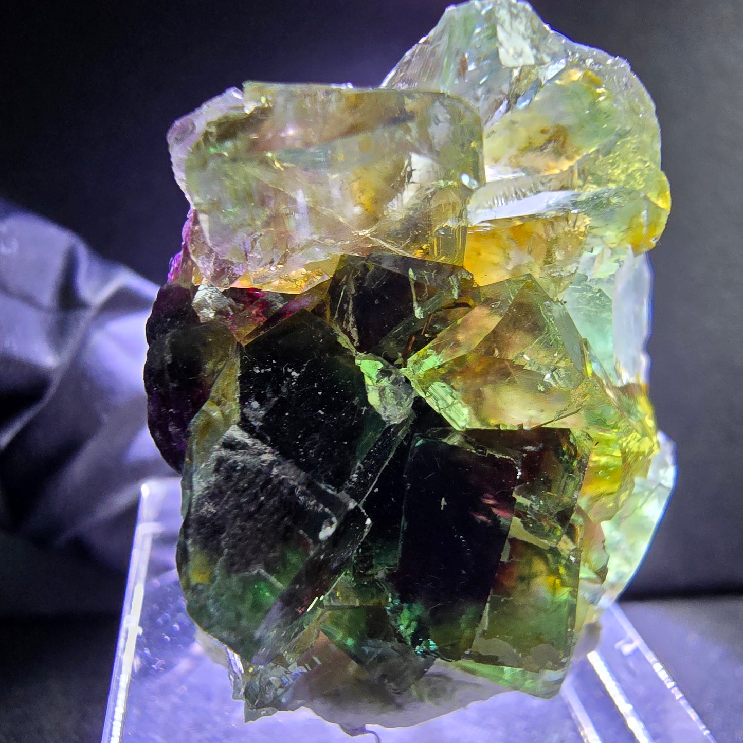 Seltene Phantom Fluorit XX Würfel Stufe grün lila 30*24*15mm aus Okorusu Namibia