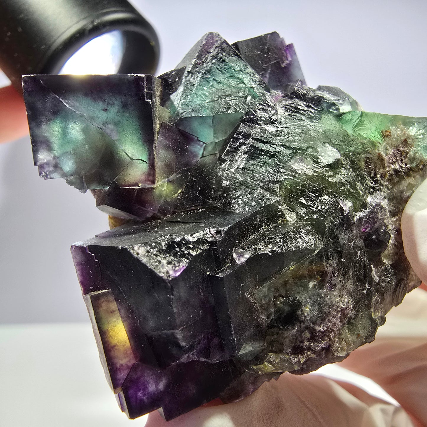 Spécimen de cube de fluorite fantôme, parqueté, zonal Okorusu, Namibie 49*45*27mm