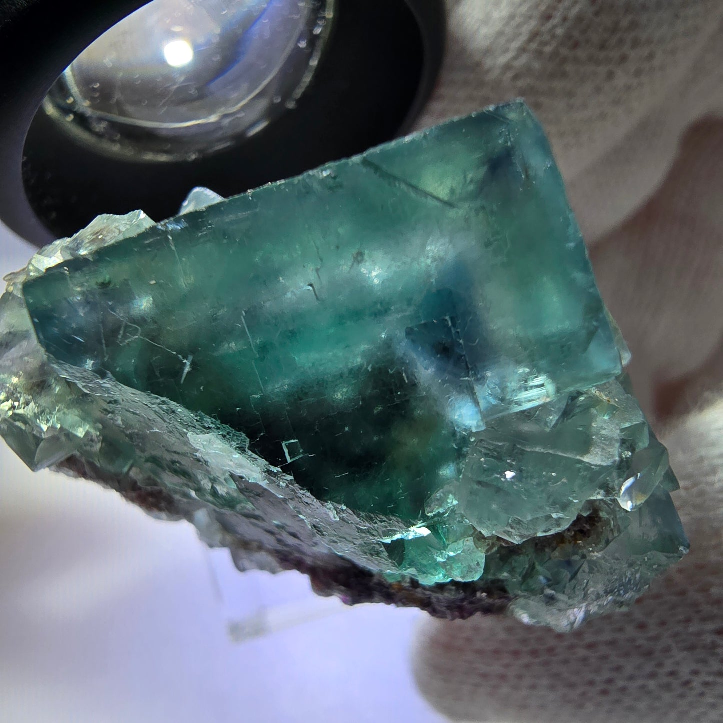 Klare Phantom Fluorit Würfel Quarz Stufe grün türkis Okorusu, Namibia 35*25*28mm