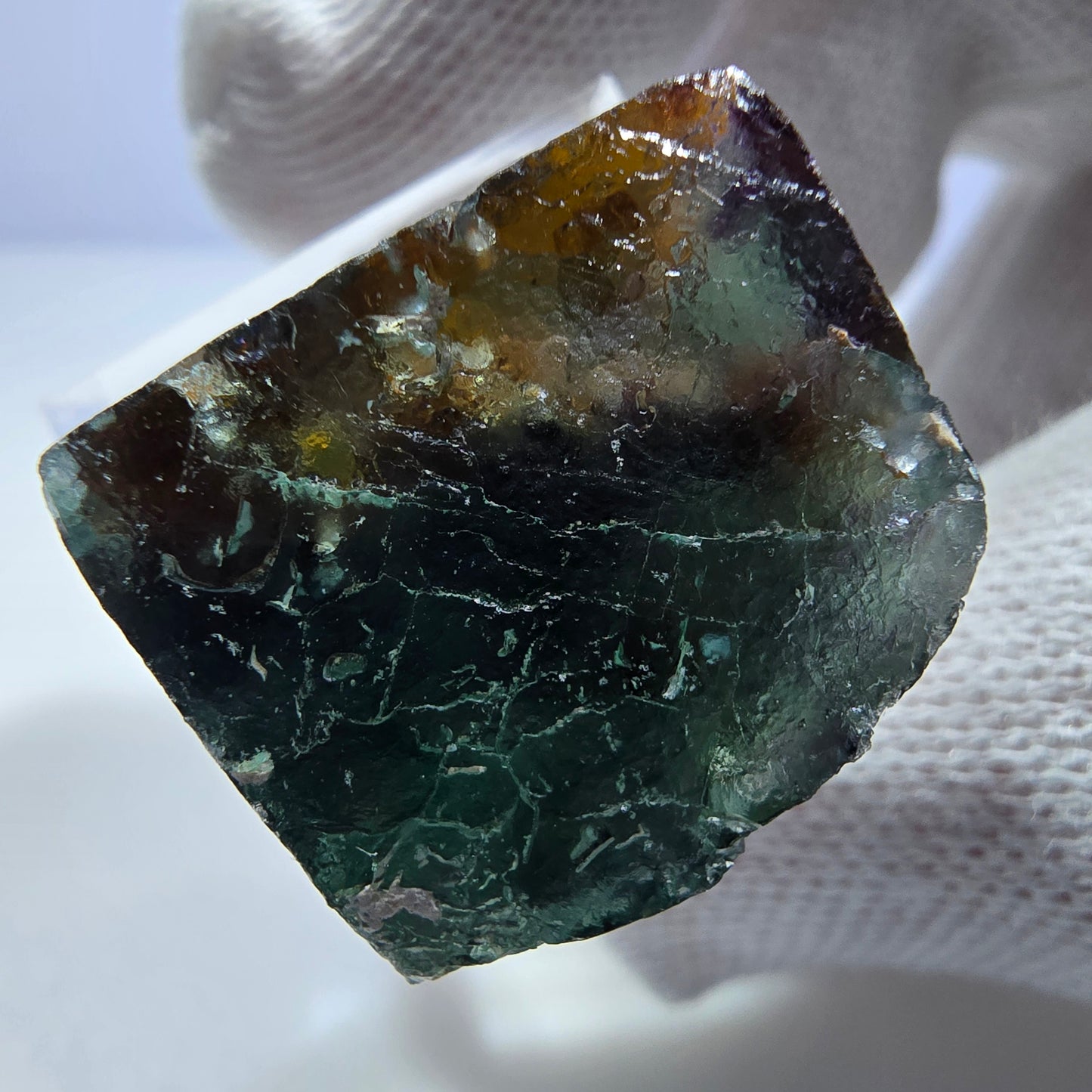 Klare Phantom Fluorit Würfel Stufe zonal grün lila braun Okorusu, Namibia 31*20*19mm