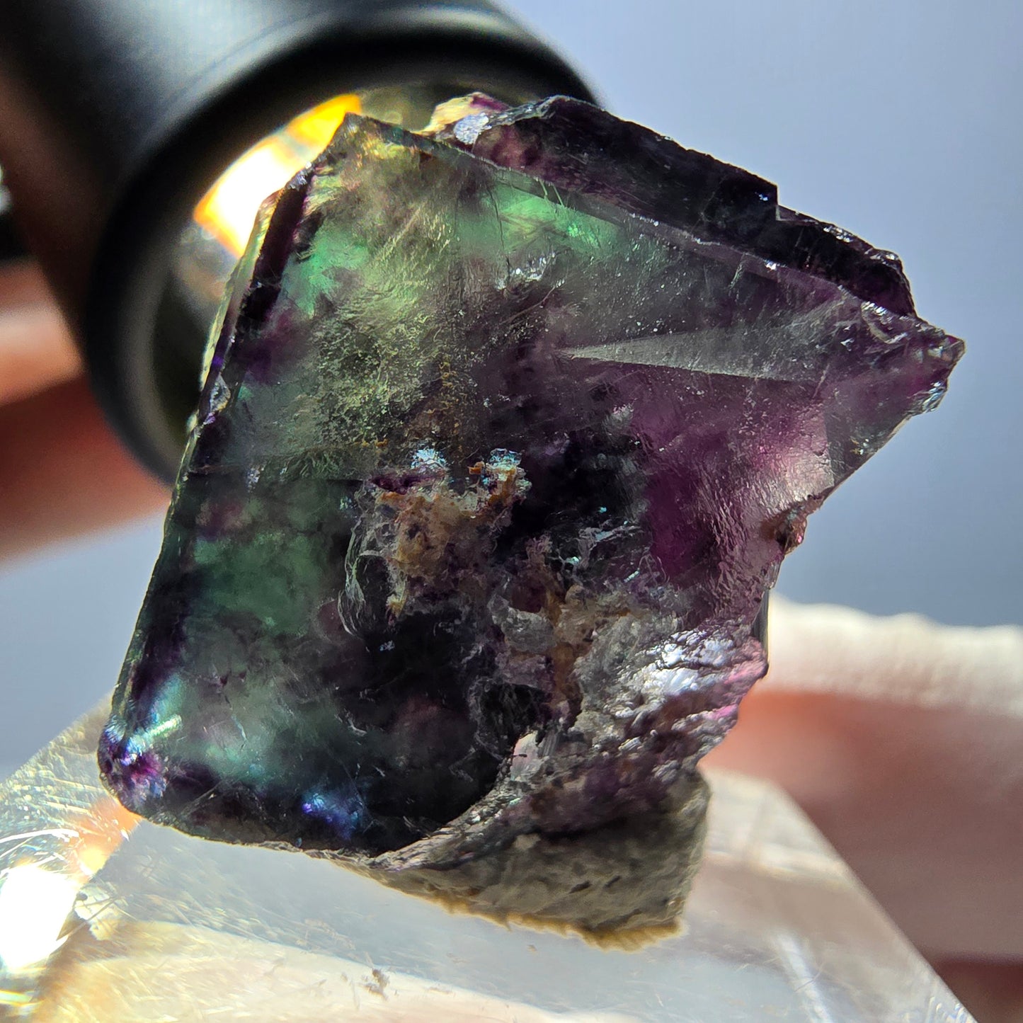 Spécimen de cube de fluorite fantôme, parqueté vert violet Okorusu, Namibie 22 x 20 x 19 mm