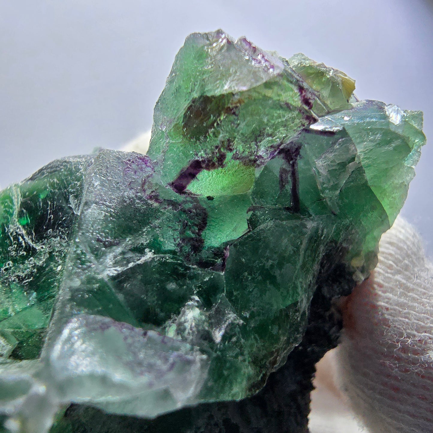 Fluorite fantôme, muscovite, hyalite, tourmaline Schörl, Erongo, Namibie, 49 x 38 x 30 mm
