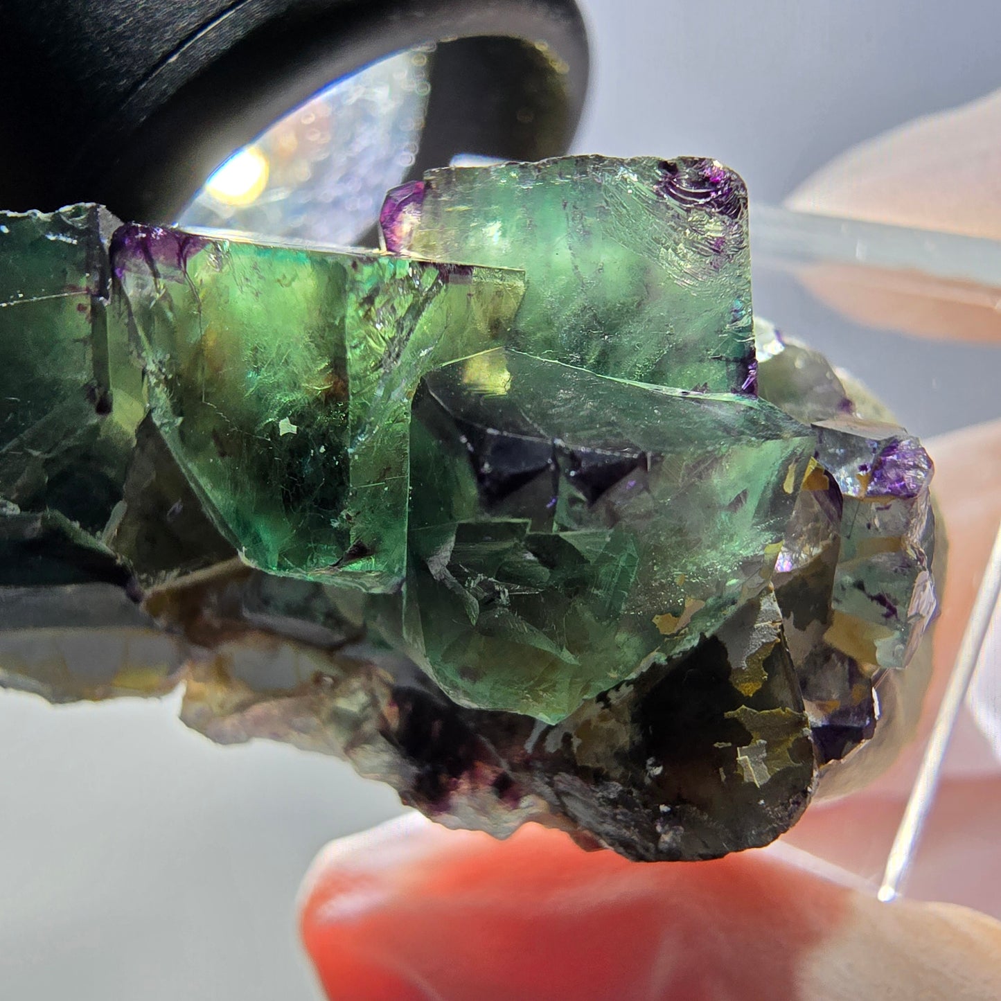 Phantom Fluorit Würfel Stufe, grün lila Okorusu, Namibia 39*18*12mm
