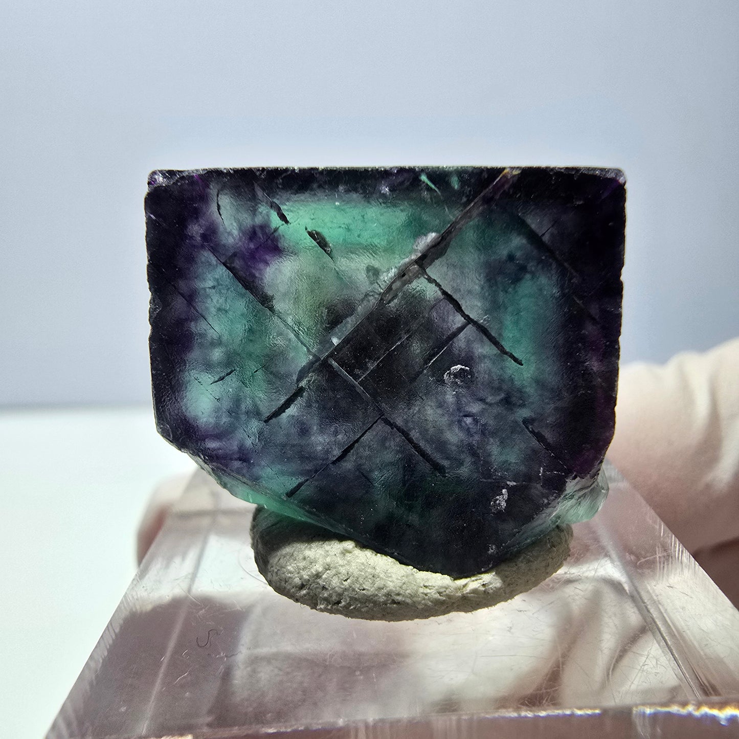 Phantom Fluorit Würfel parkettiert, grün lila Okorusu, Namibia 22*18*12mm