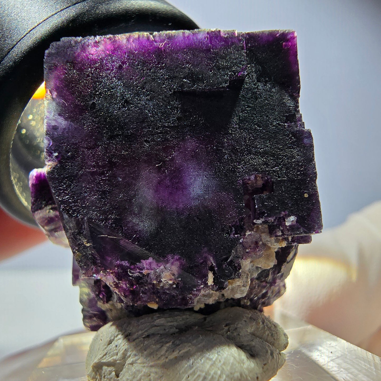 Phantom Fluorite cube parquetted, green purple Okorusu, Namibia 26*24*22mm