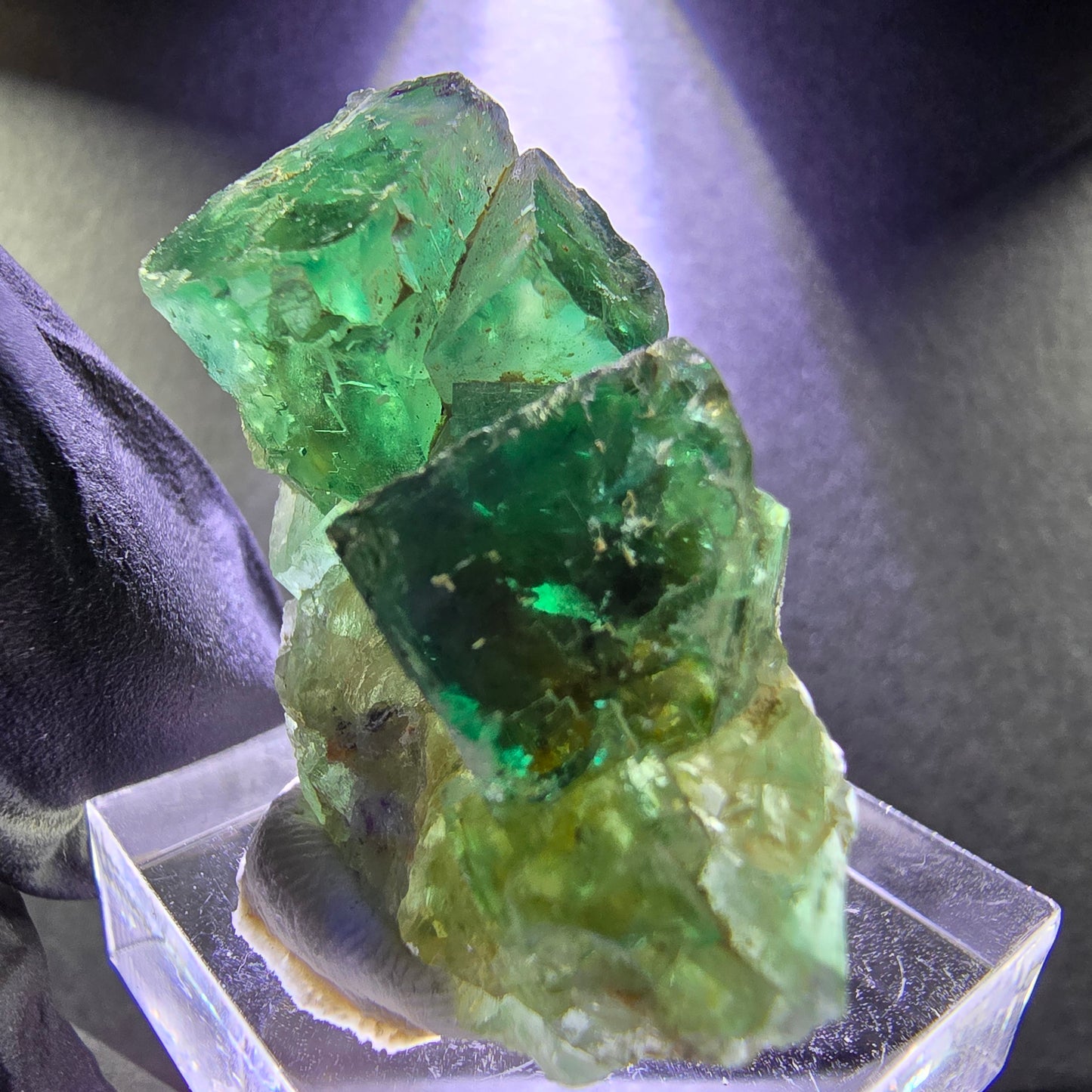 Seltene Phantom Fluorit Würfel Stufe grün 37*24*17mm Okorusu, Namibia Sammlung