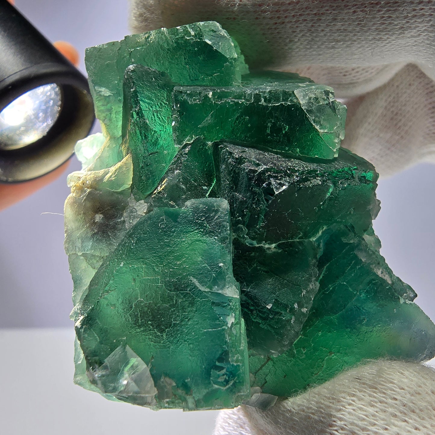 Rare spécimen de cube de fluorite fantôme, parqueté vert Okorusu, Namibie, 63 x 58 x 32 mm