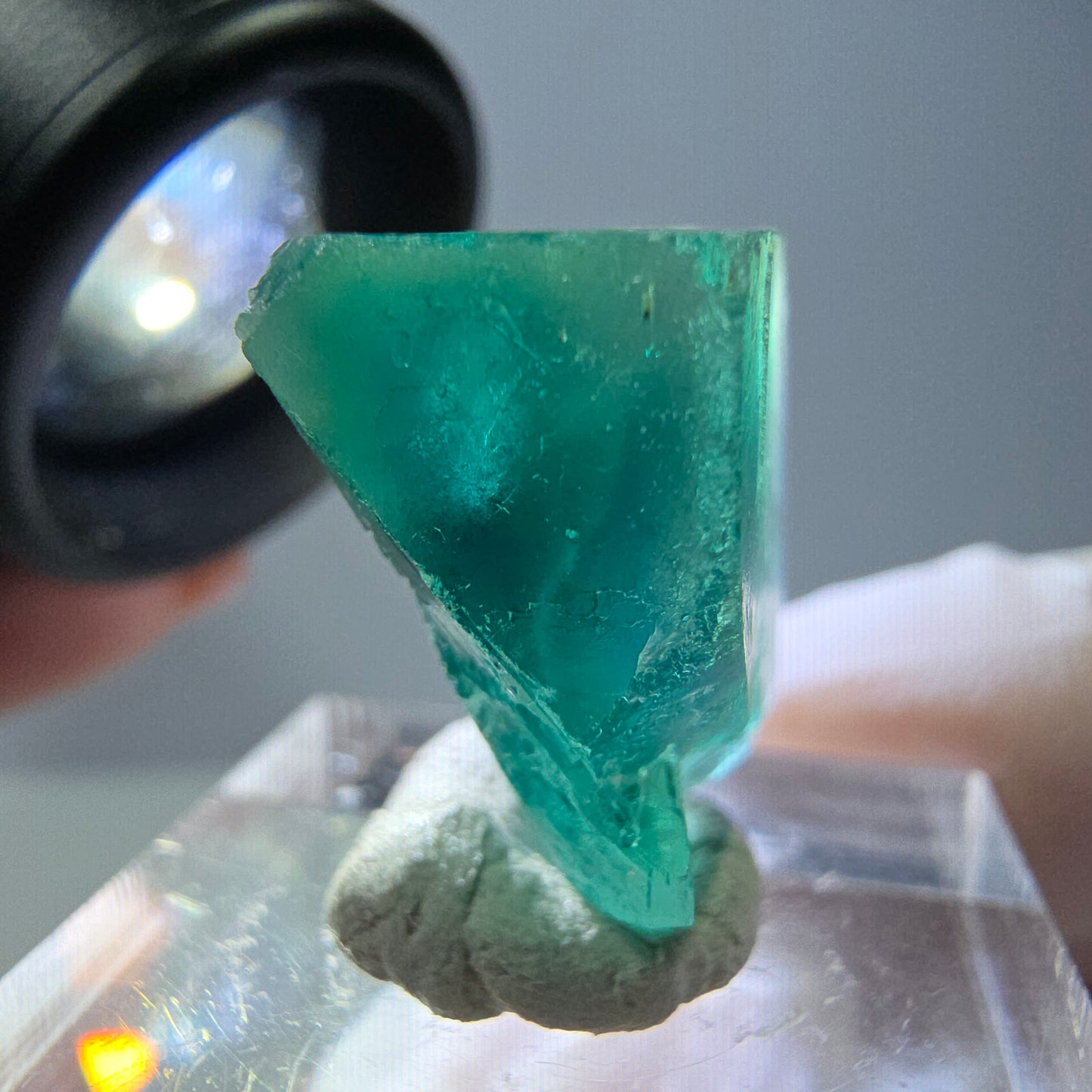 Klarer Phantom Fluorit Würfel parkettiert, grün Okorusu, Namibia 20*17*13mm