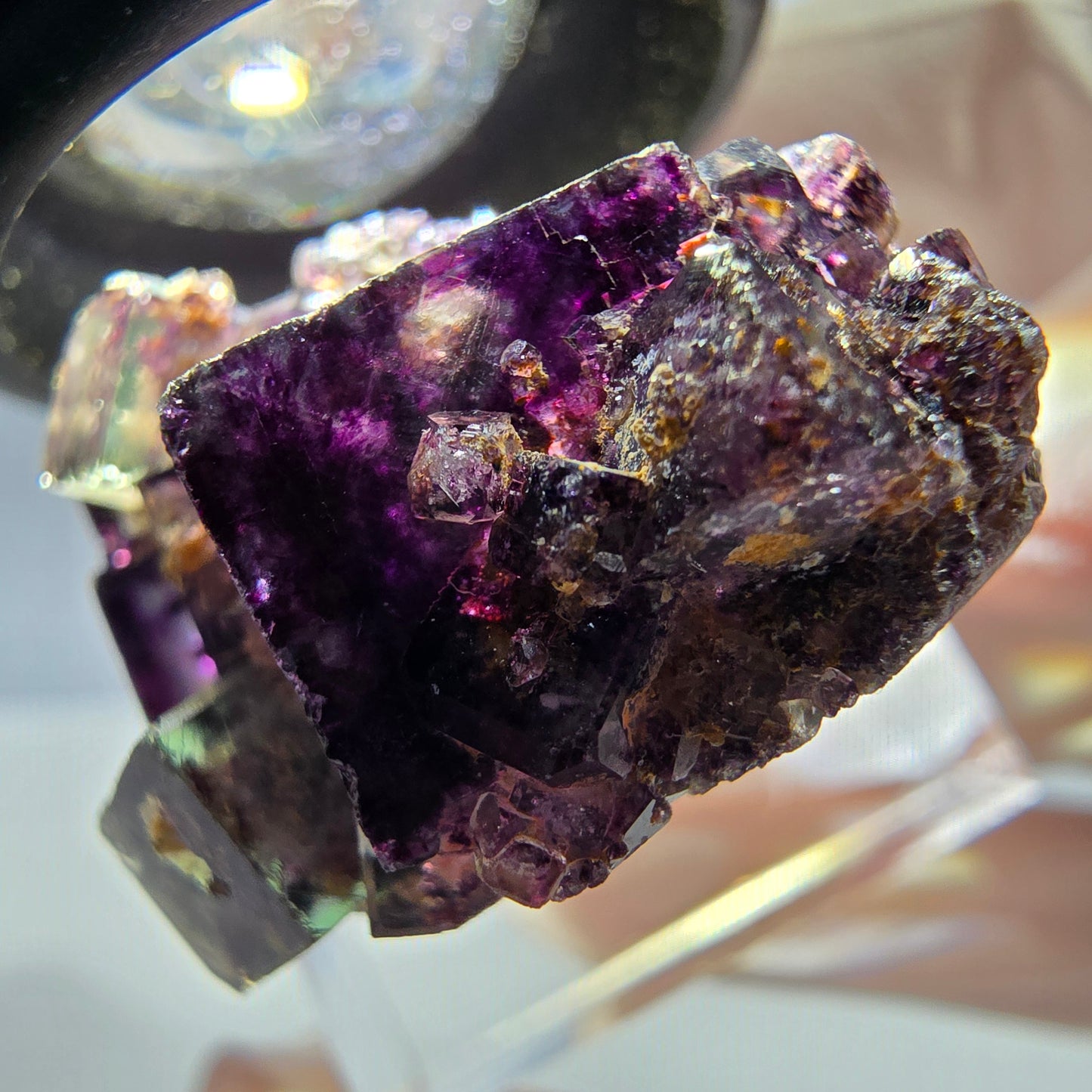 Phantom Fluorit Würfel Stufe, grün lila Okorusu, Namibia 29*26*20mm