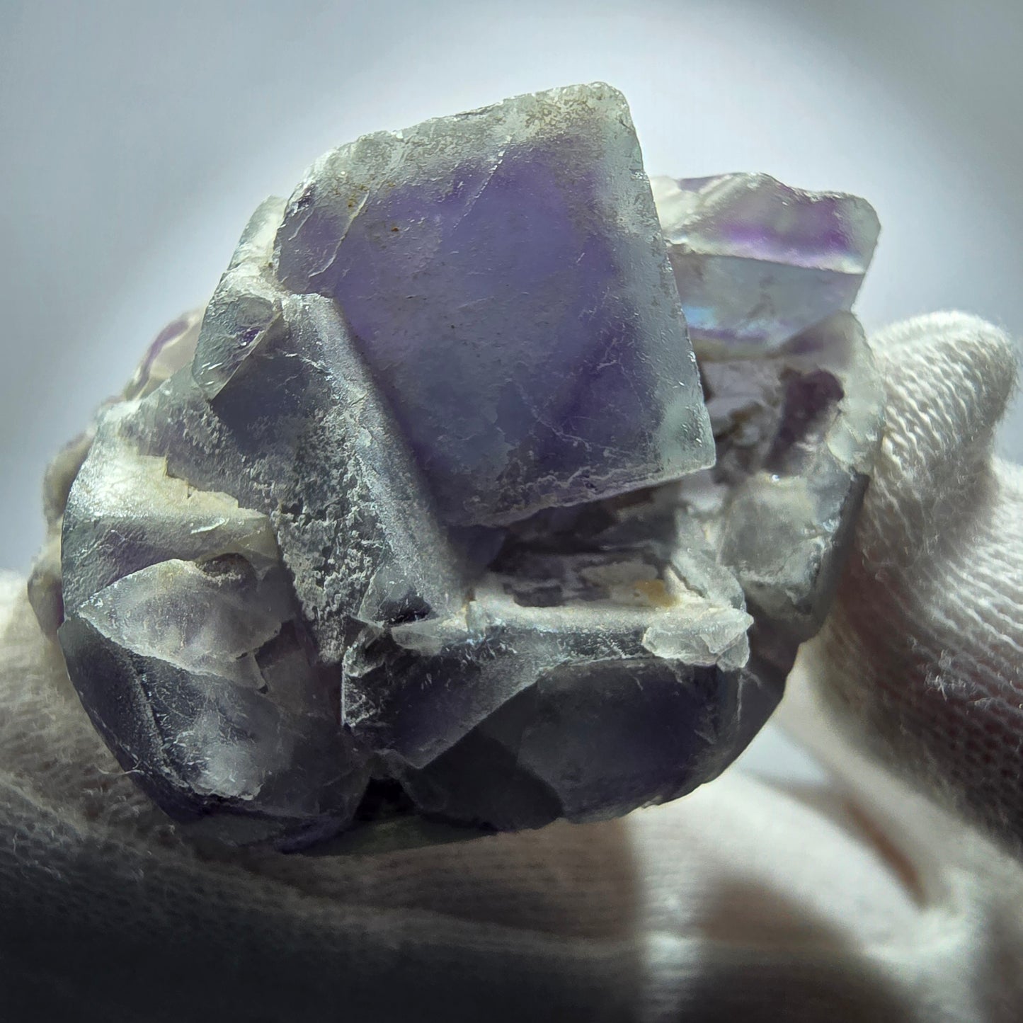 Cube de fluorite fantôme, spécimen de quartz vert violet, omégane, Namibie, 48 x 38 x 29 mm