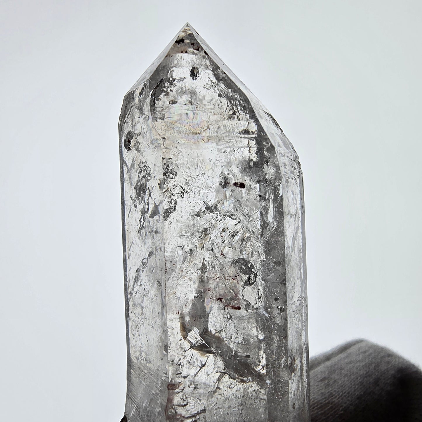 Sceptre de poche Enhydro Skeleton Smoky Quartz DT Valentine Goboboseb Namibie 112*26*18mm