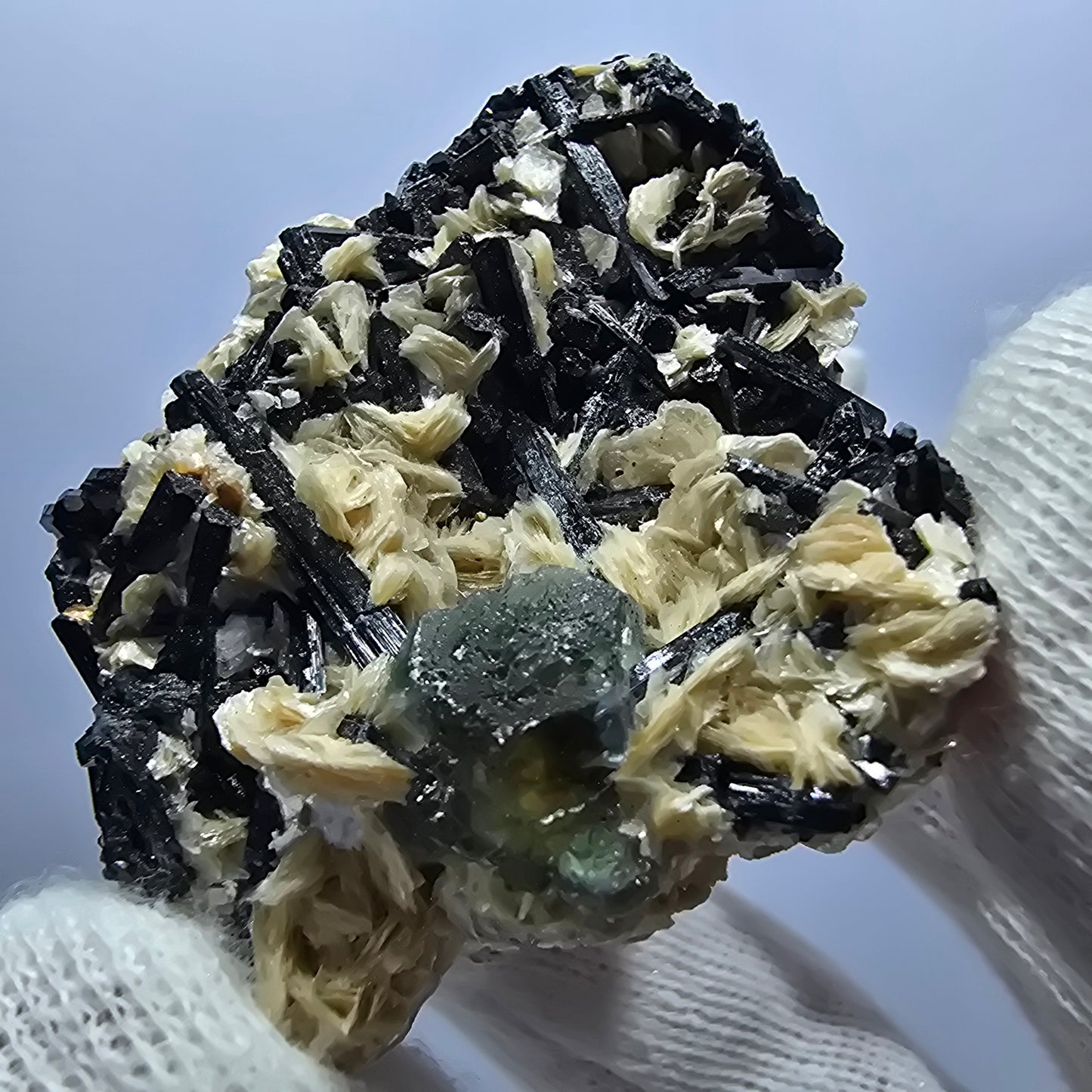 Phantom Fluorite hexagonal cubes Schörl Tourmaline Muscovite Erongo, Namibia 60*44*38mm