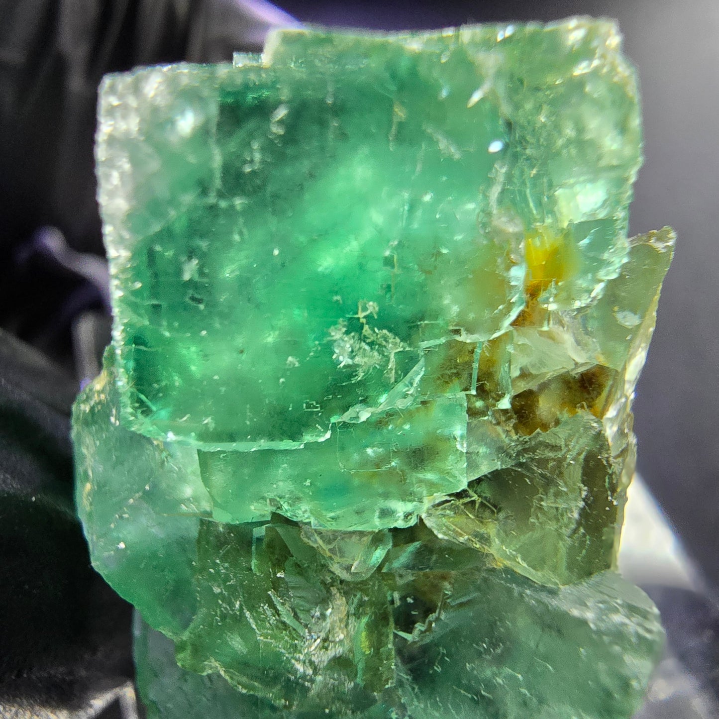 Seltene Phantom Fluorit Würfel Stufe grün 26*20*20mm Okorusu, Namibia Sammlung