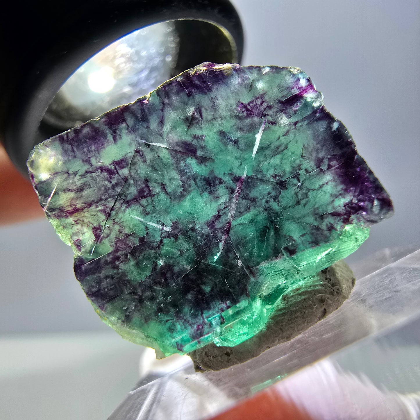 Phantom Fluorite cube parquetted, green purple Okorusu, Namibia 20*20*18mm