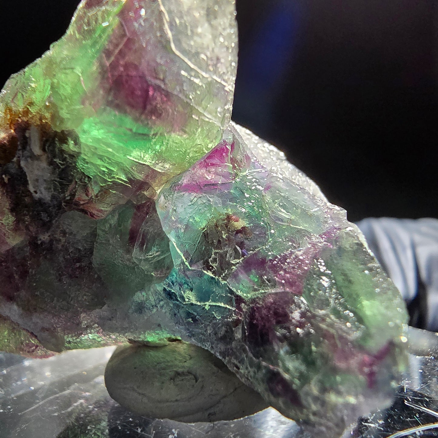 Phantom Fluorit Würfel grün lila blau Stufe Erongo, Namibia 37*36*22mm Sammlung