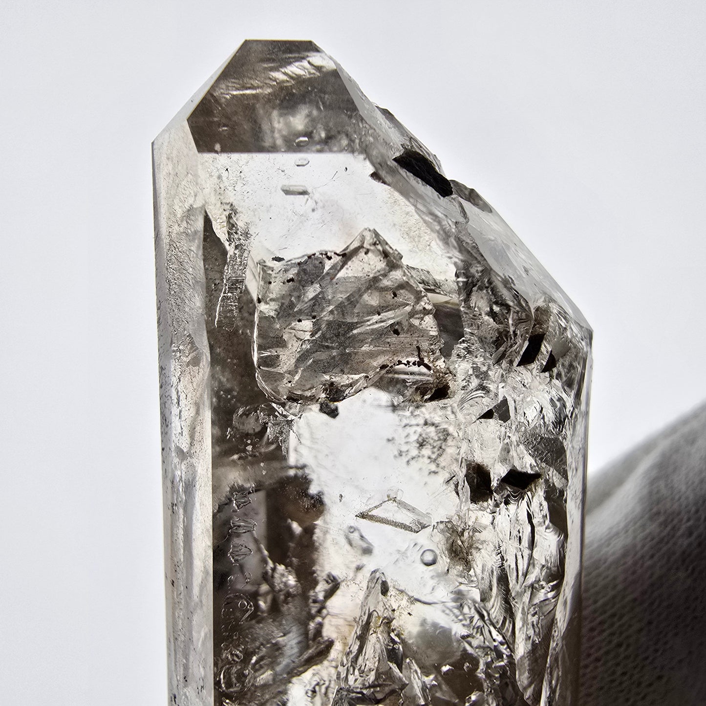 Sceptre en quartz fumé squelette Enhydro, 2x Bubble Valentine Pocket Goboboseb Namibie 79*28*22mm