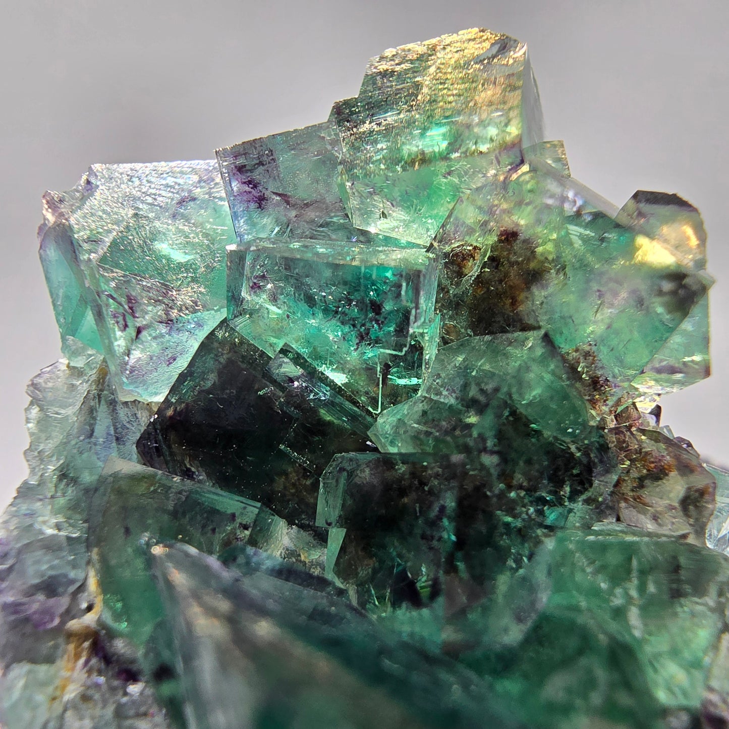 Seltene Phantom Fluorit Würfel Stufe grün lila zonar Okorusu, Namibia 57*49*26mm