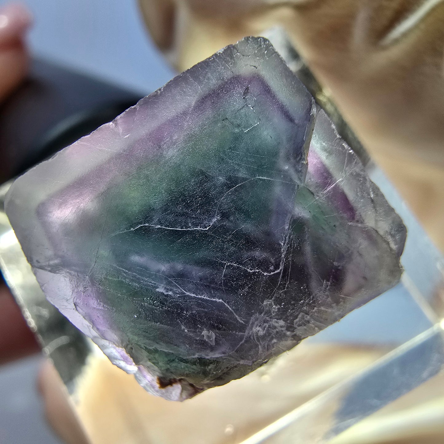 Phantom Fluorit Würfel parkettiert, grün lila Okorusu, Namibia 15*13*13mm