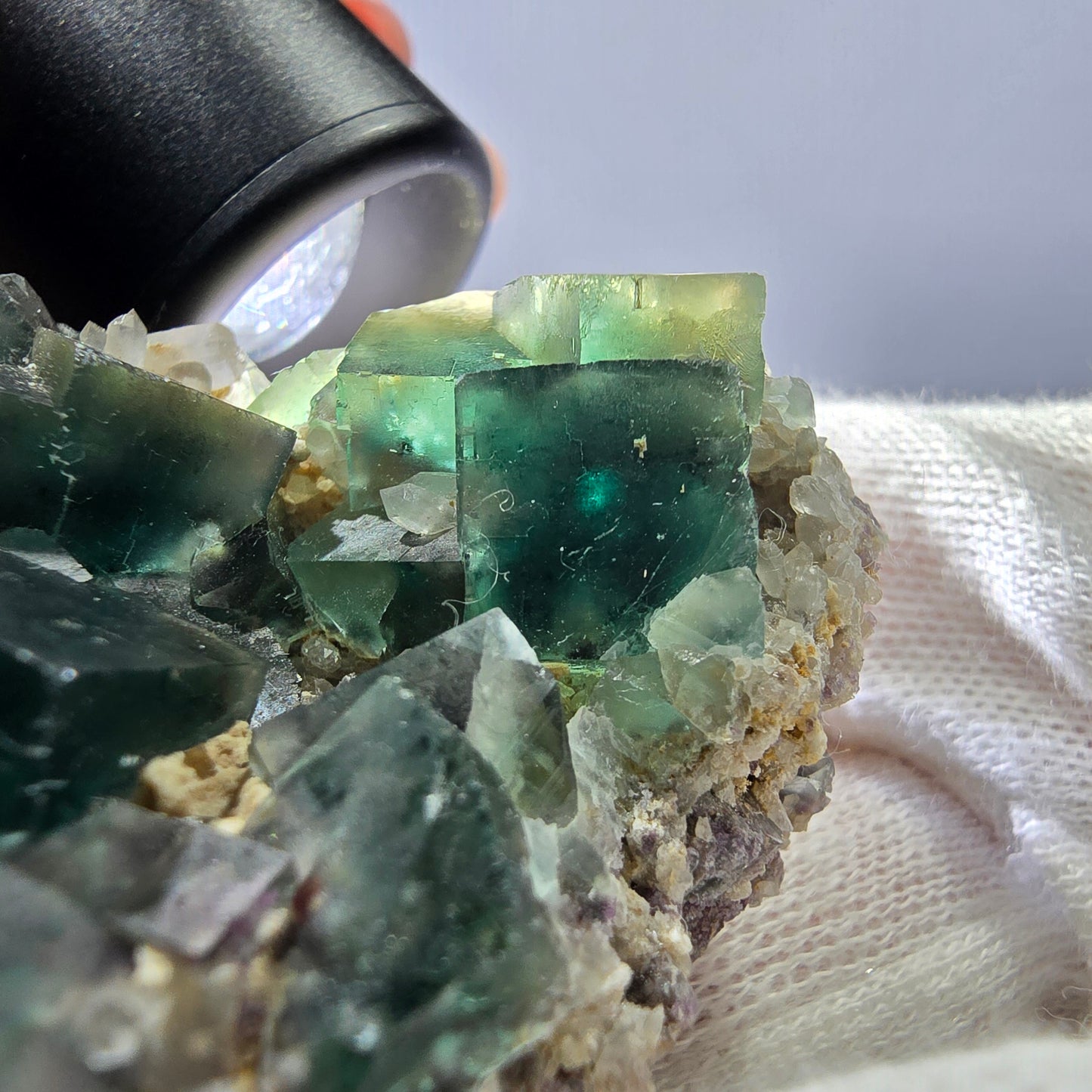 Cube de fluorite fantôme, quartz gradiné, Okorusu, Namibie, 77 x 45 x 22 mm