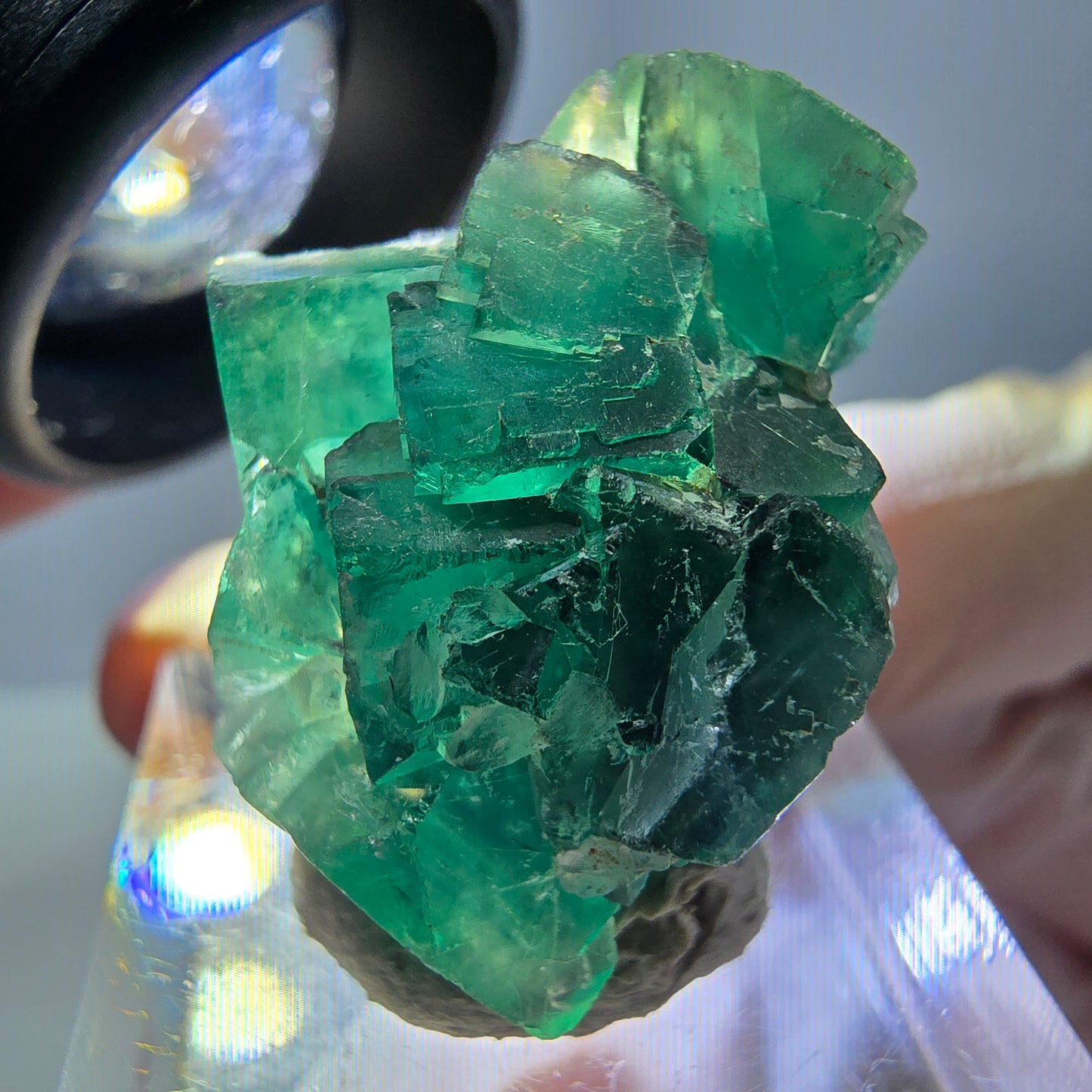 Phantom Fluorit Würfel Stufe, grün parkettiert Okorusu, Namibia 28*24*18mm
