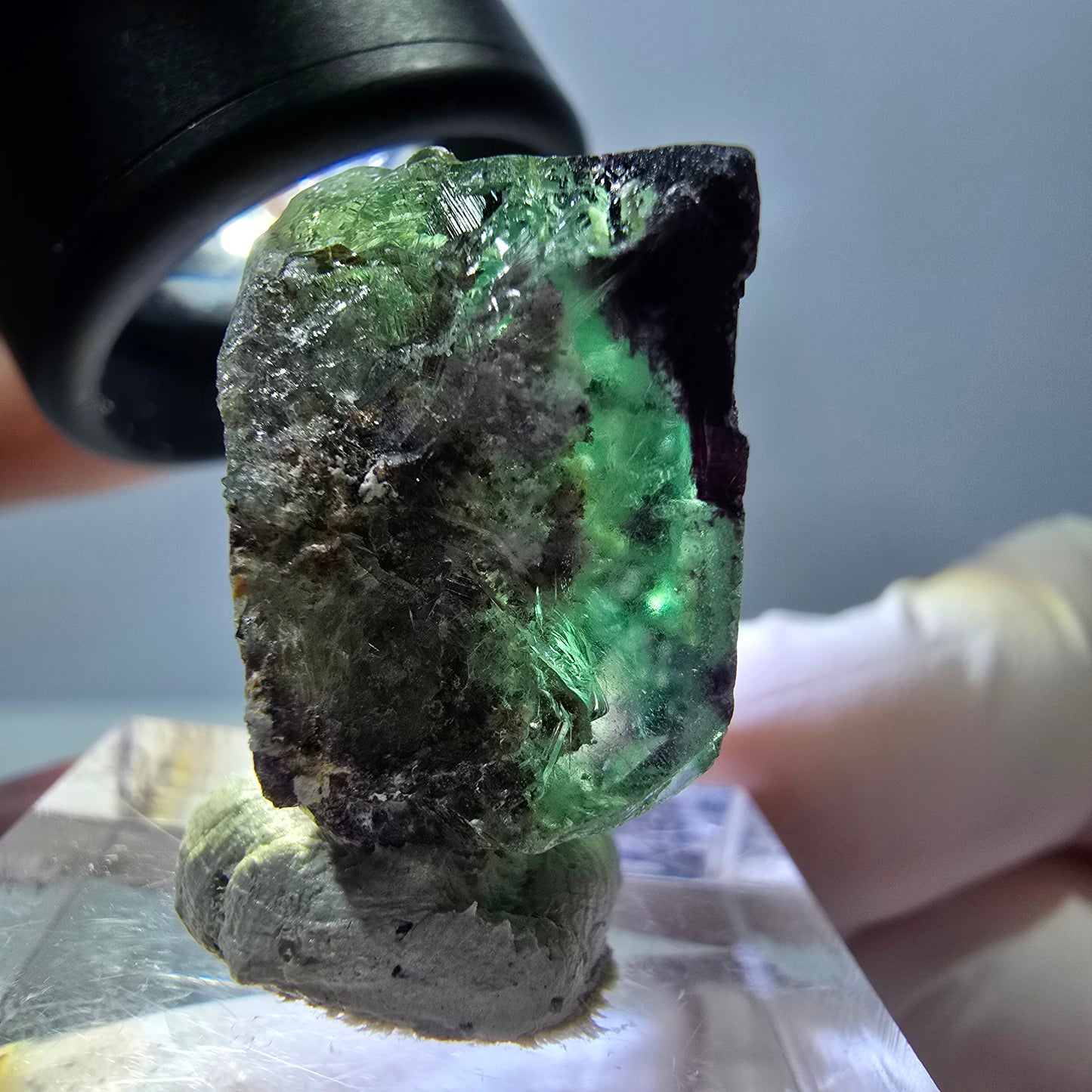 Phantom Fluorit Würfel Stufe, parkettiert, zonal Okorusu, Namibia 27*24*14mm