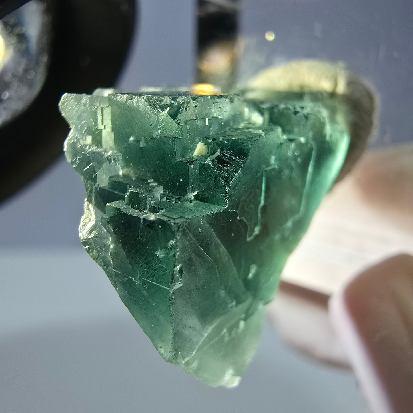 Klarer Phantom Fluorit Würfel parkettiert, grün Okorusu, Namibia 26*19*16mm