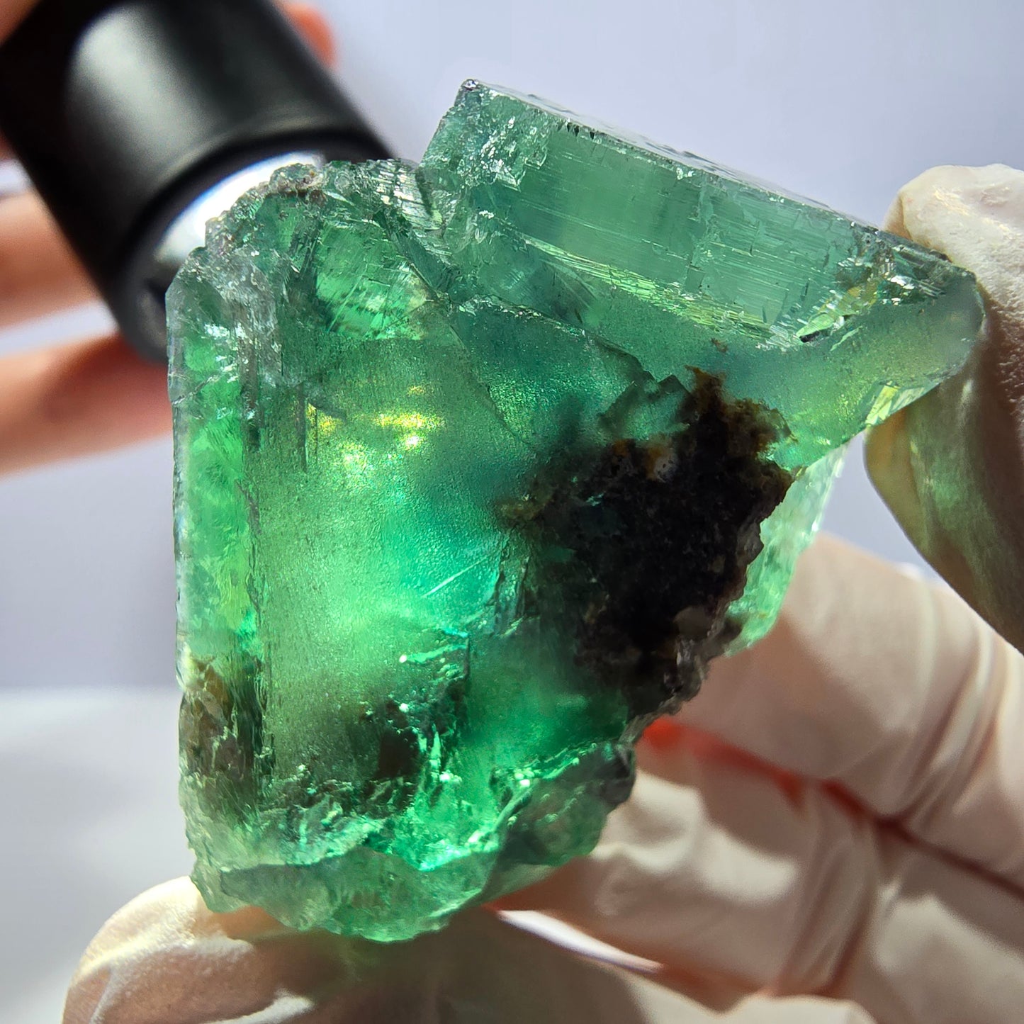 Klare Phantom Fluorit Würfel Stufe, parkettiert grün Okorusu, Namibia 43*33*25mm