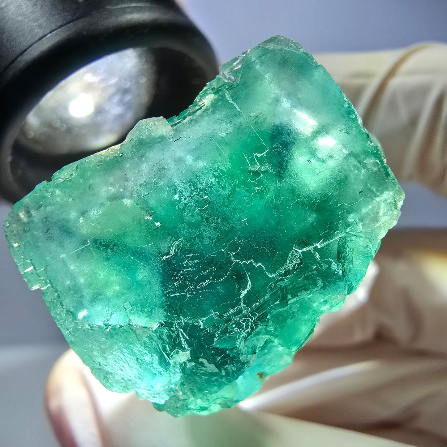 Rare spécimen de cube de fluorite fantôme, vert Okorusu, Namibie 34 x 29 x 21 mm