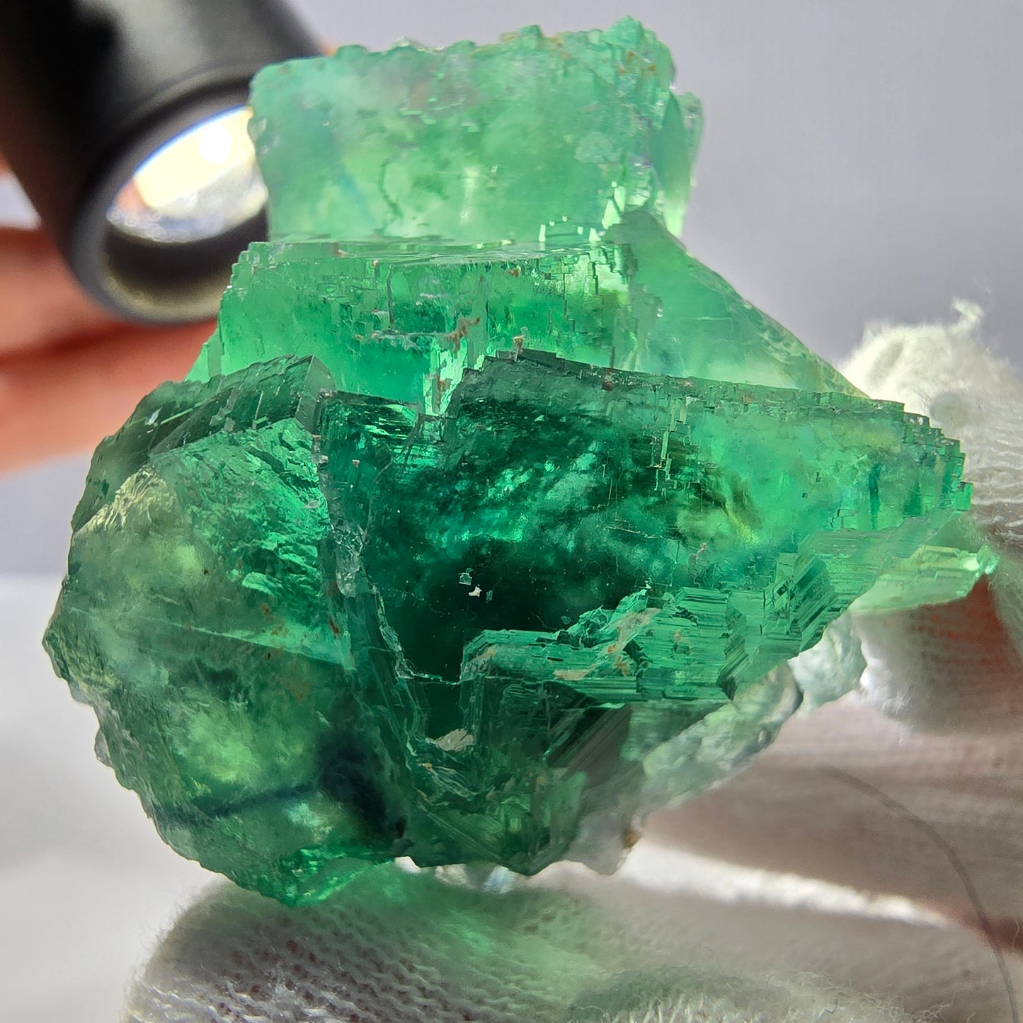 Rare spécimen de cube de fluorite fantôme, parqueté vert Okorusu, Namibie, 47 x 42 x 25 mm