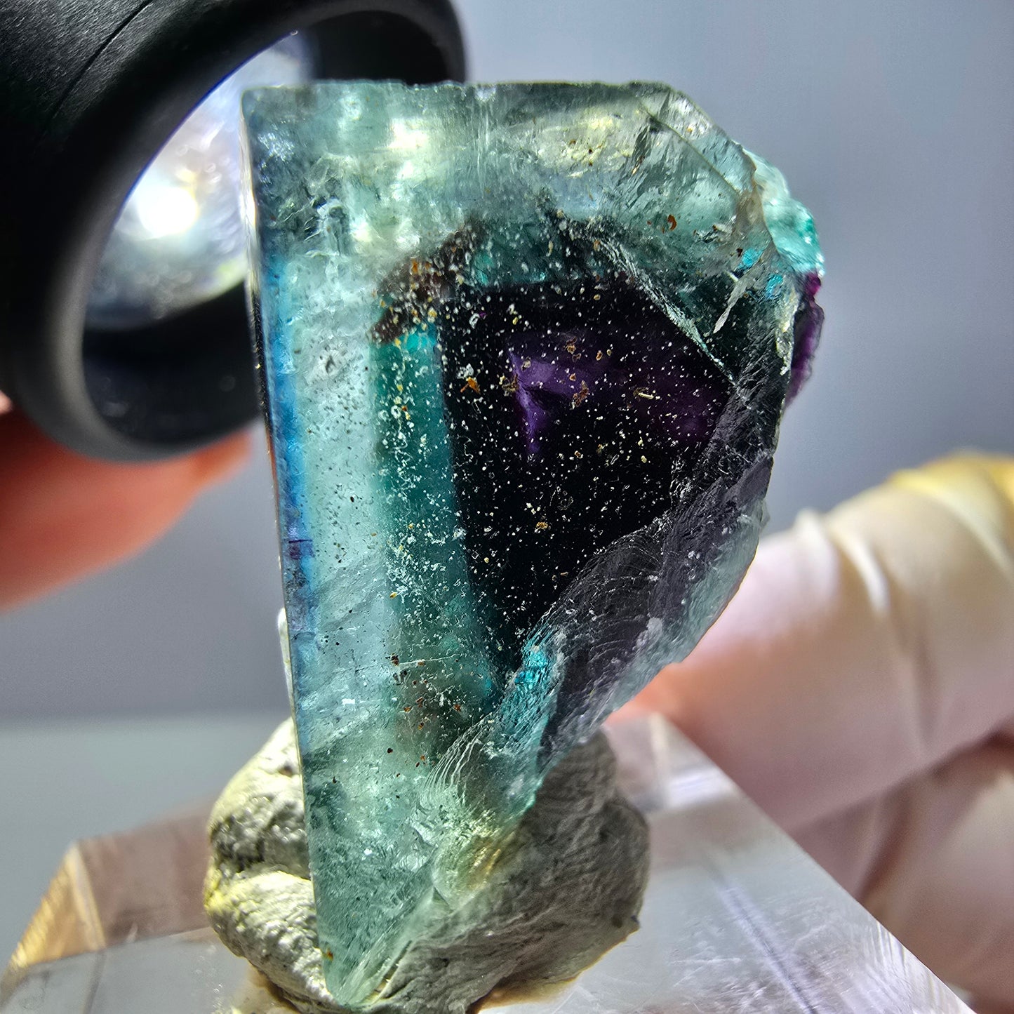 Phantom Fluorit Würfel parkettiert, grün lila Okorusu, Namibia 27*20*16mm