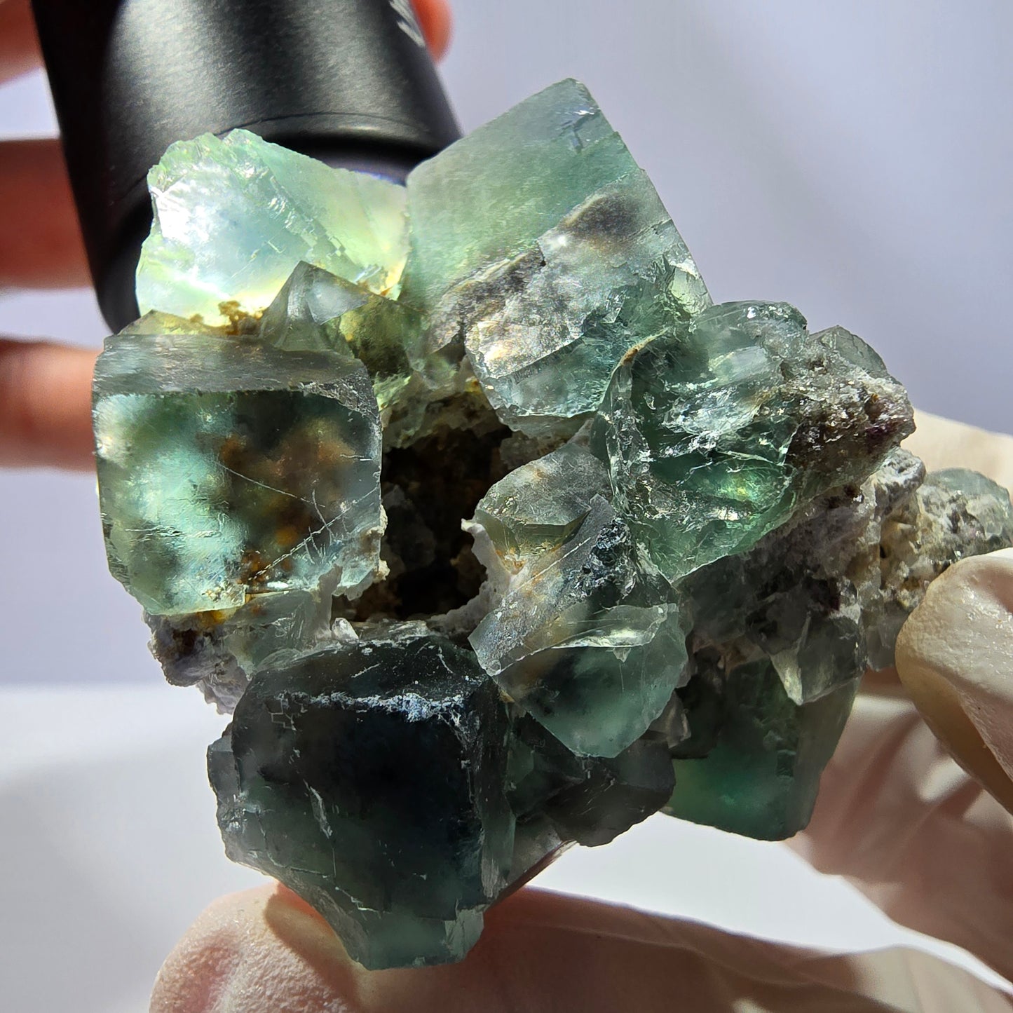 Rare spécimen de cube de fluorite fantôme, parqueté vert Okorusu, Namibie, 51 x 44 x 31 mm