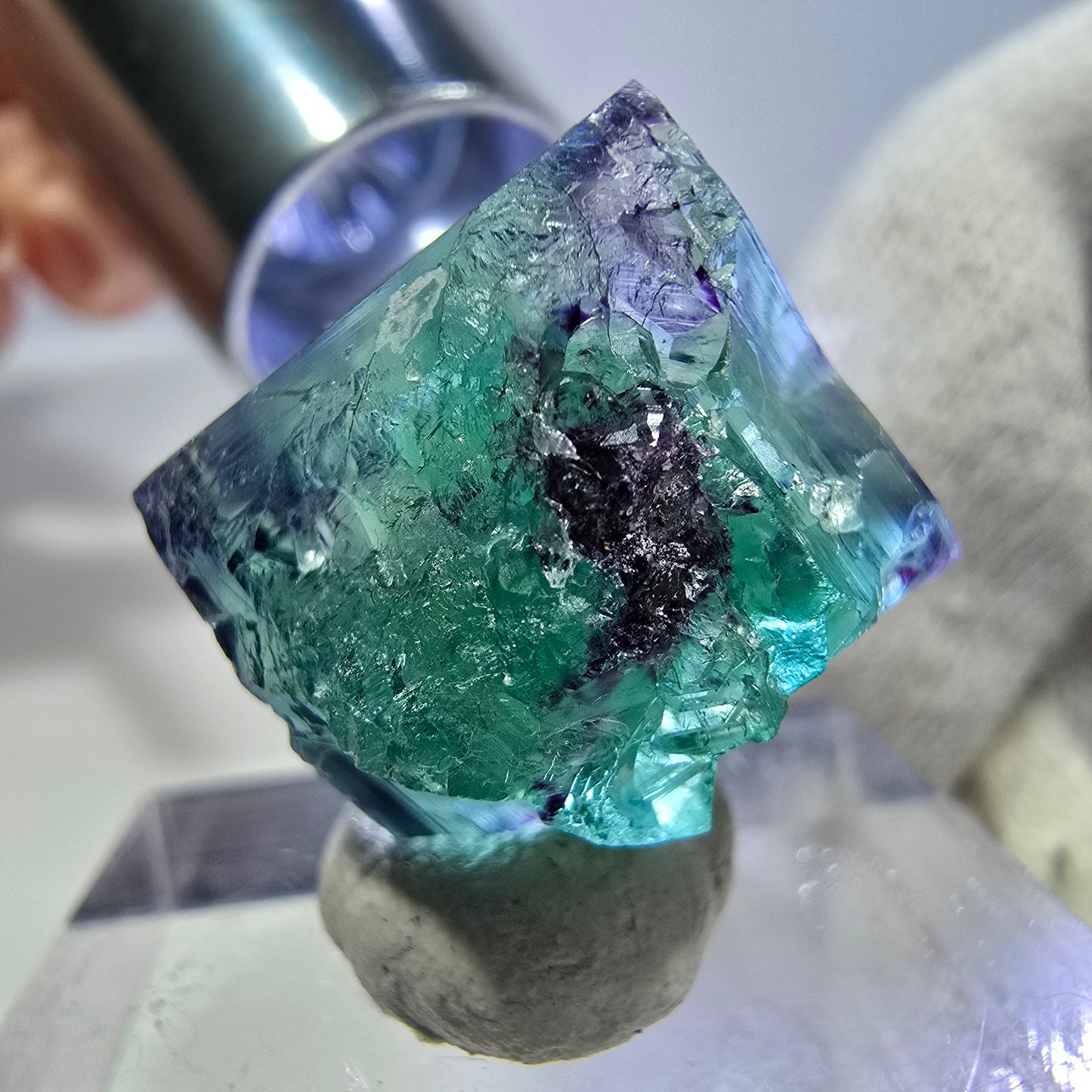 Rare Phantom Fluorite Cube, zonal green purple Okorusu, Namibia 22*22*13mm